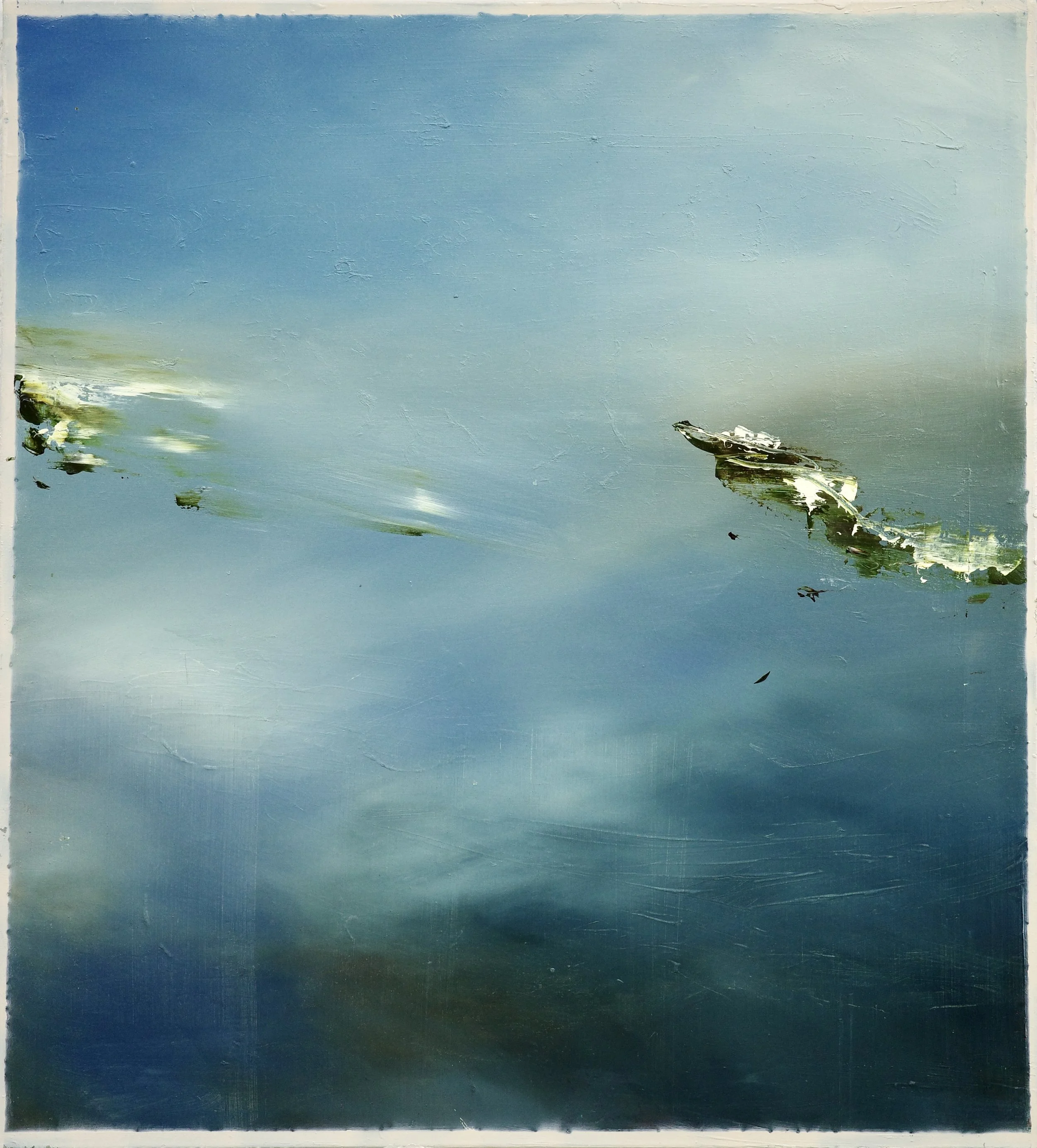 Gemälde Dirk Pleyer "ALBUM G 93 | 25" (Detail, frontal), Öl in blau und grün auf Leinwand