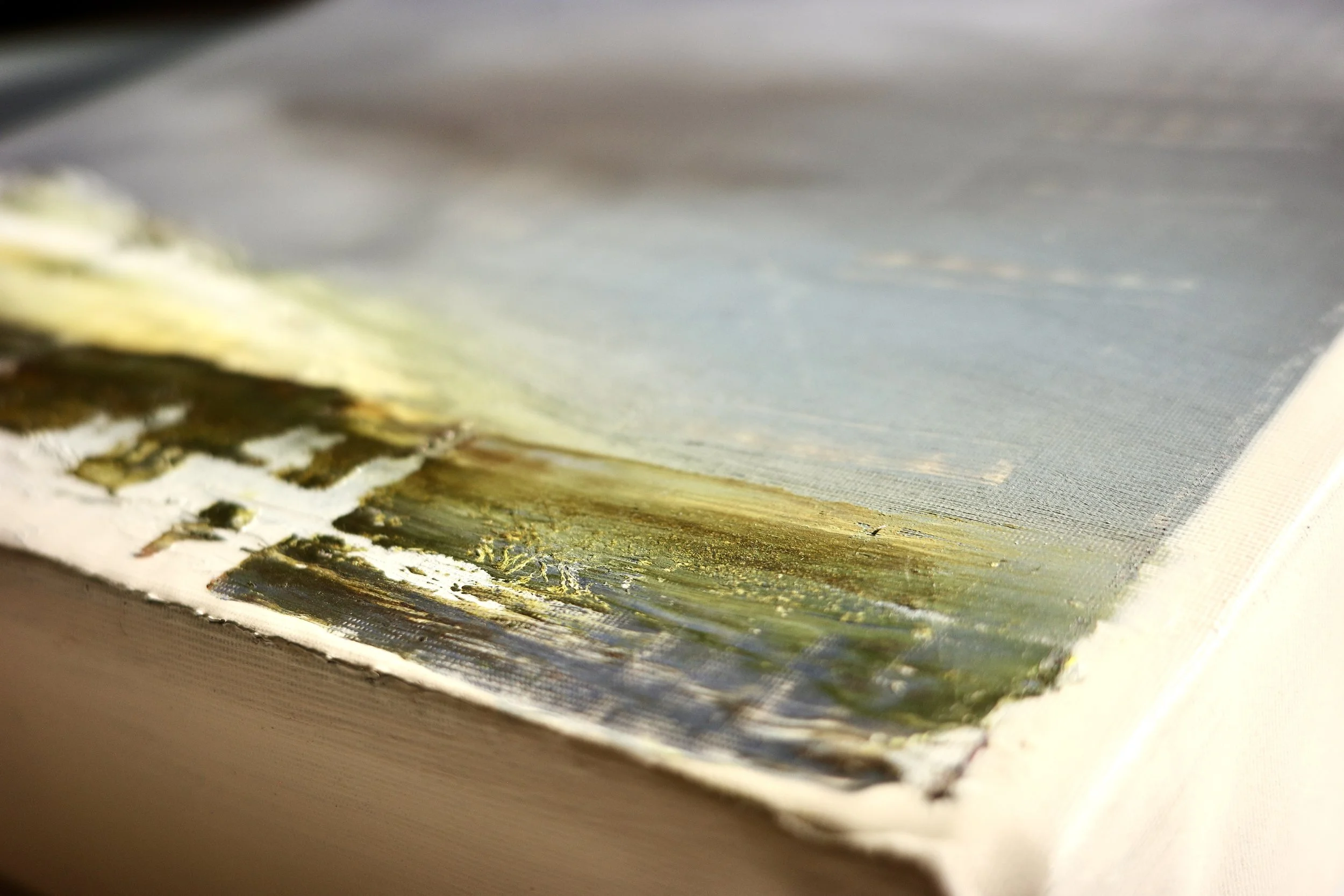 Gemälde Dirk Pleyer "ALBUM K 1216 | 25" (Detail von rechts), Öl in grün und gelb