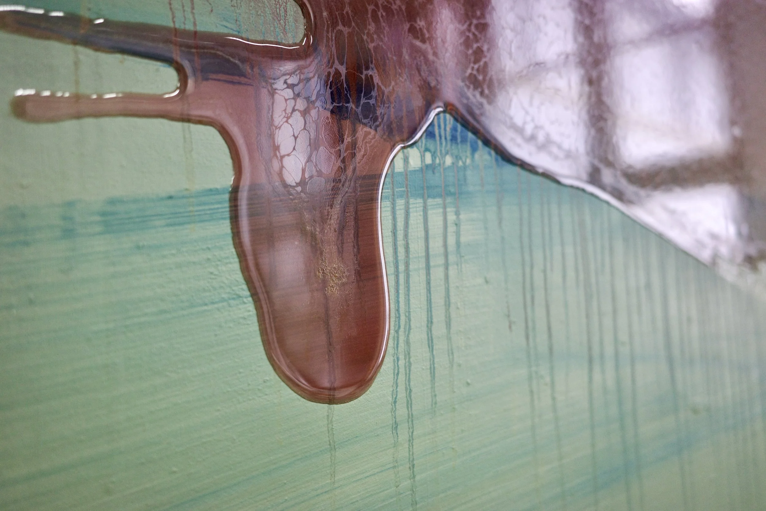 Gemälde Dirk Pleyer "ALBUM G 45 | 20" (Detail von links), Öl in türkis und rot