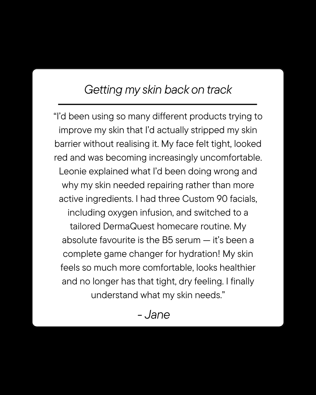 Leonie Thorne Skin Studio Sensitive Testimonial 1