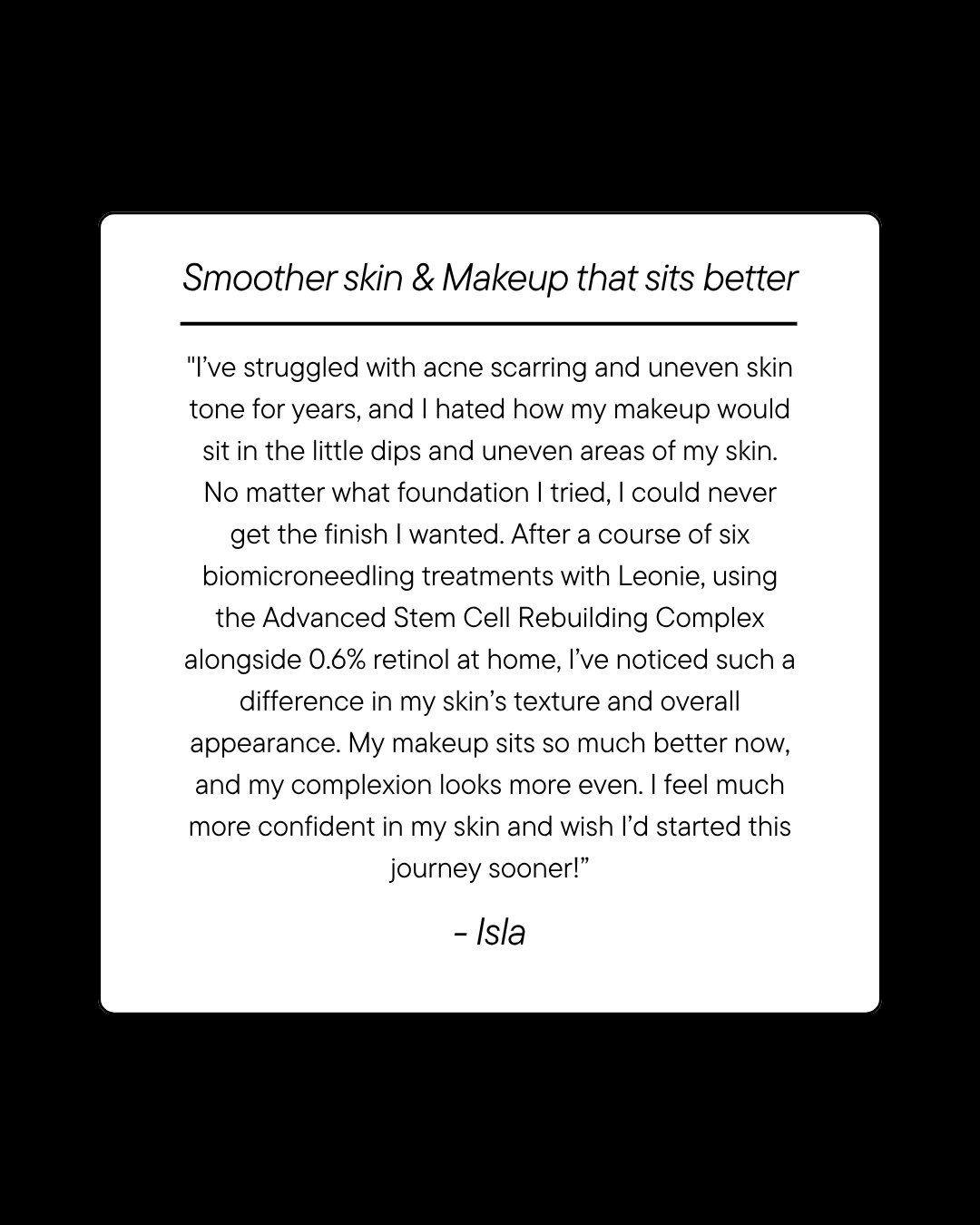 Leonie Thorne Skin Studio Acne Scarring Testimonial 1