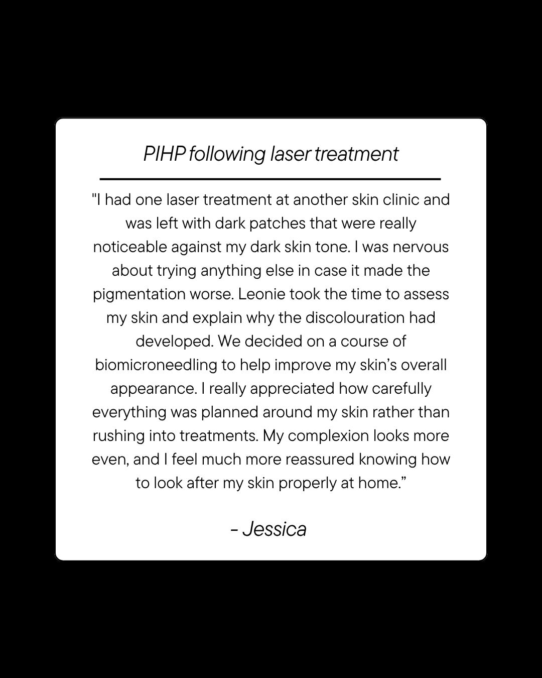 Leonie Thorne Skin Studio Pigmentation Testimonial 1