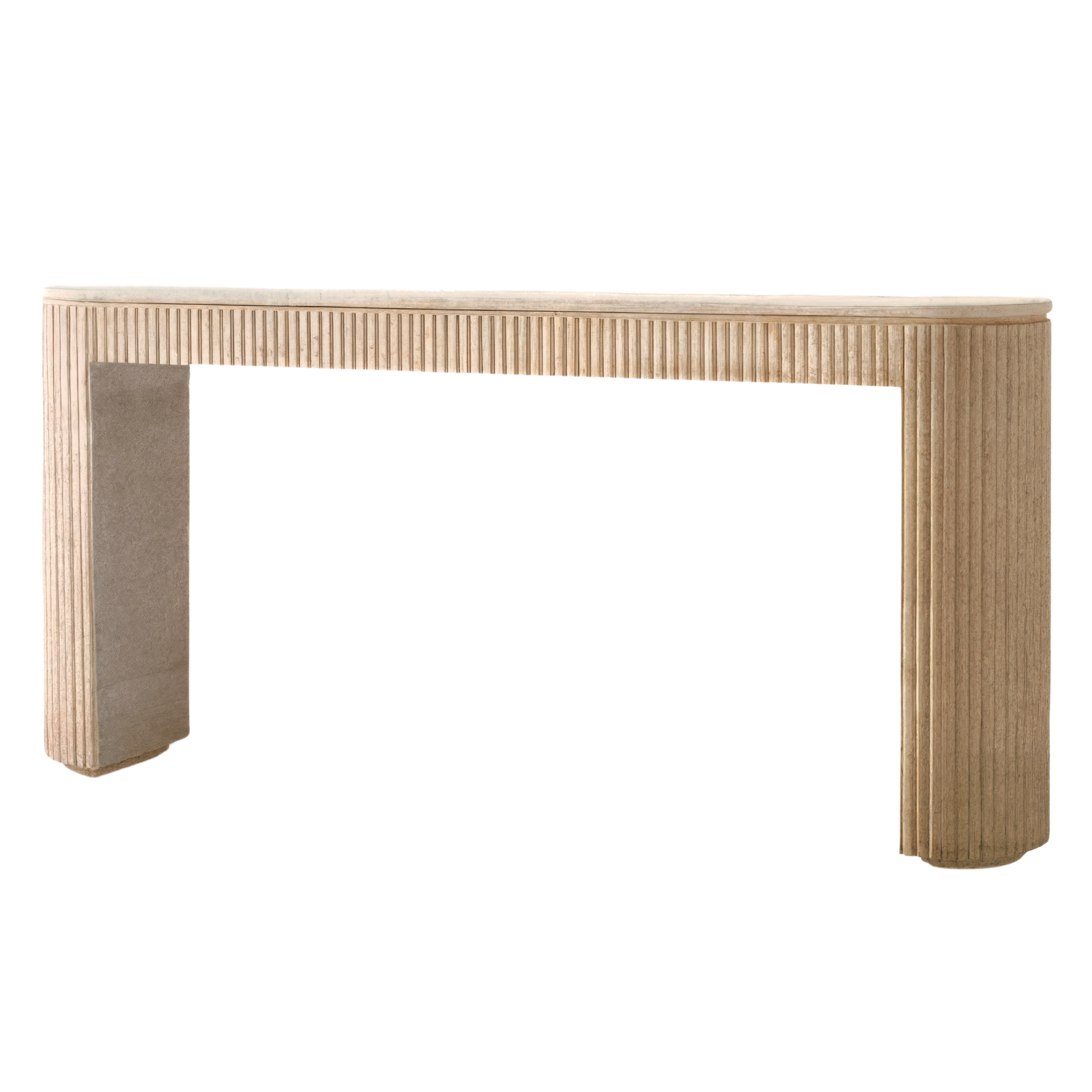 Fluted Travertino Console