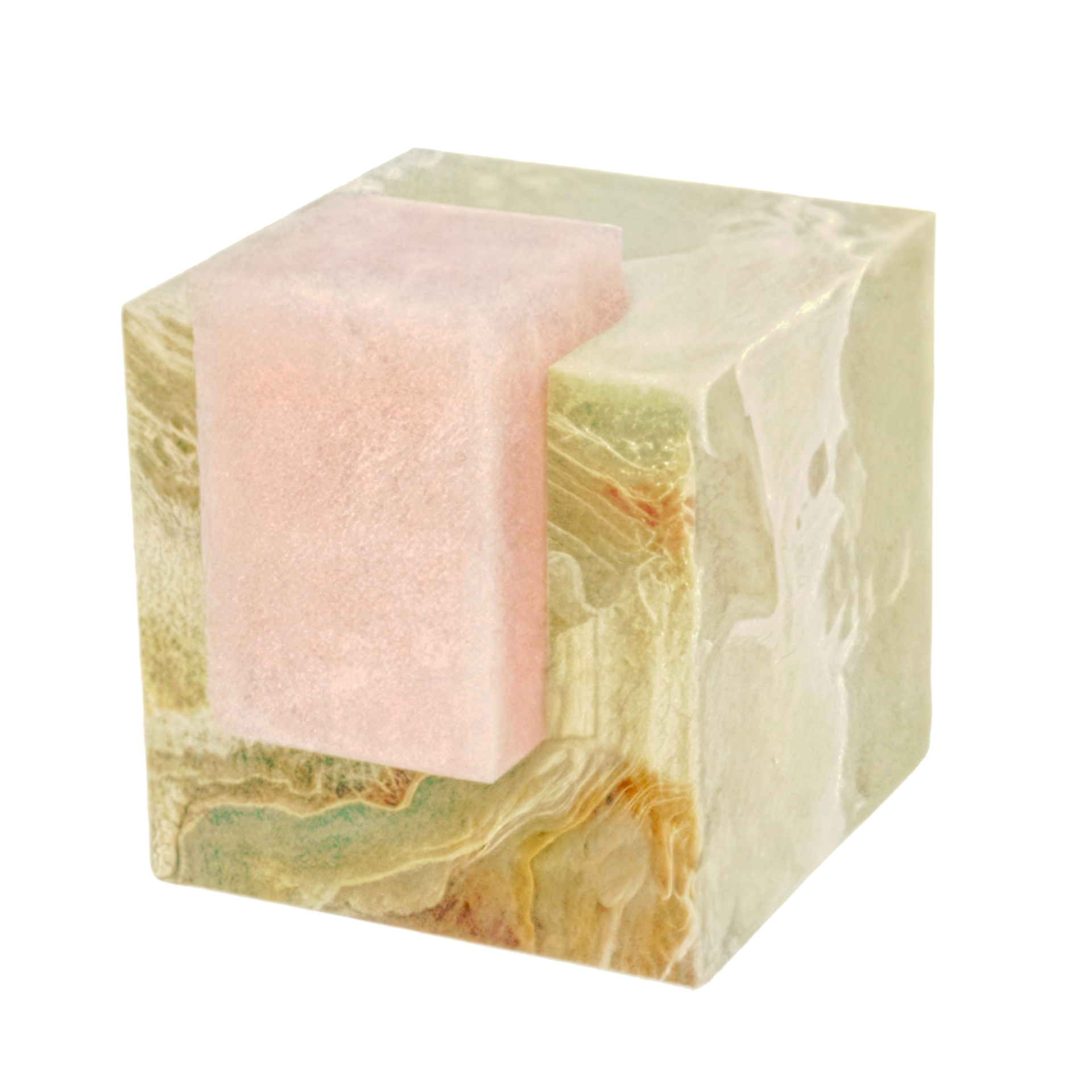 Persiano Verde Onice + Rosa Onice Side Table