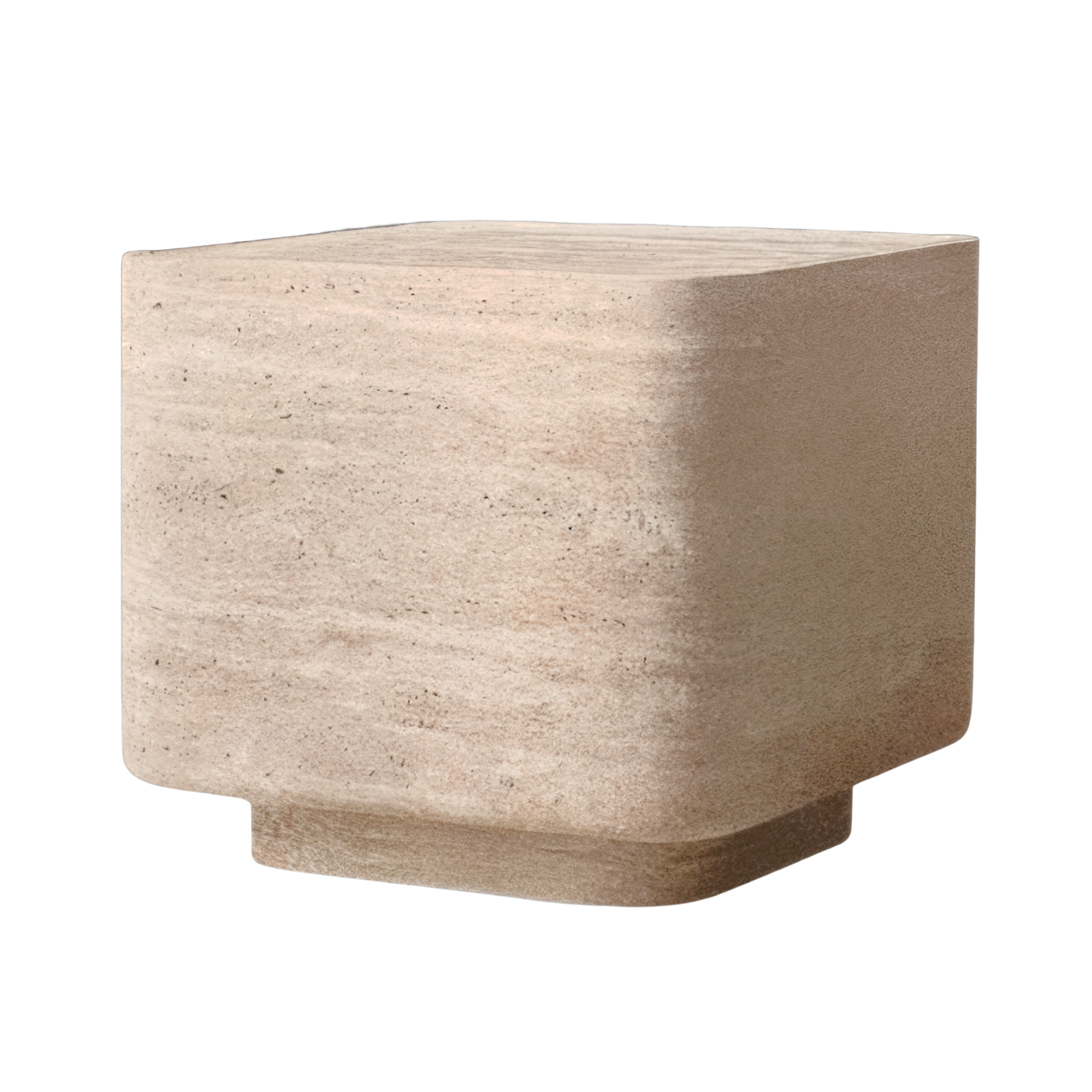 Travertino Beveled Square Stool