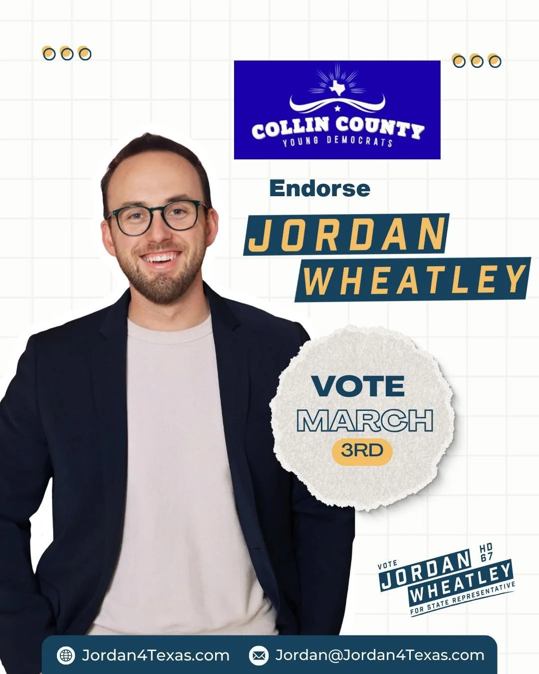 Our campaign was just officially ENDORSED by the Collin County Young Democrats! 

As a "younger" voter myself, I know firsthand that our generation is tired of being told to "wait our turn." In District 67 and across Collin County