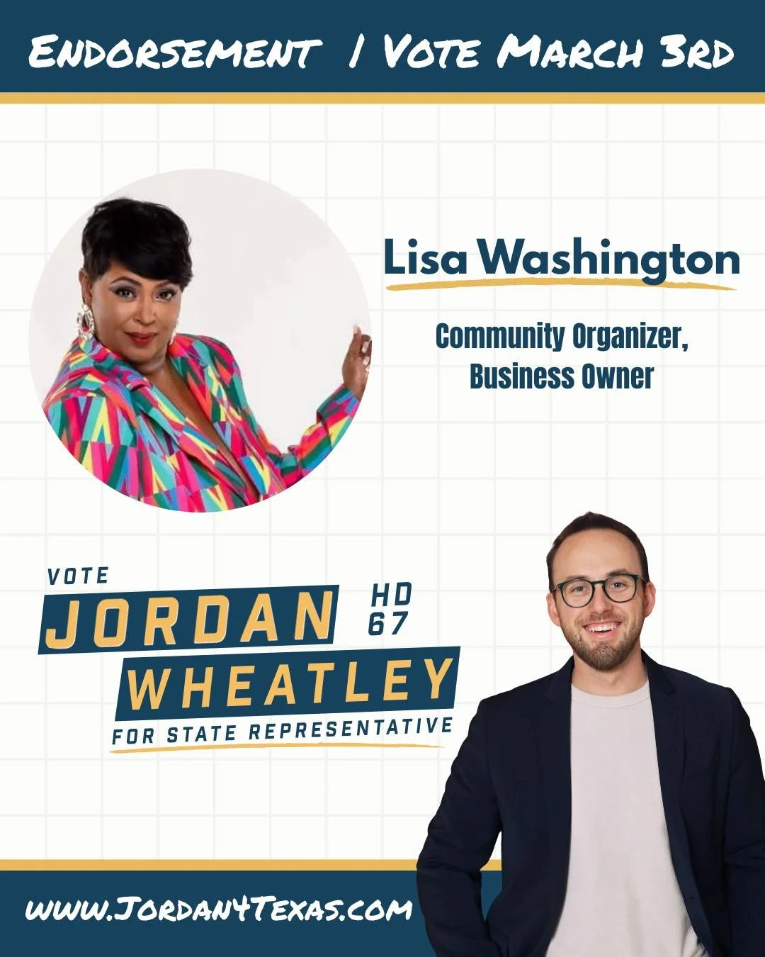 I am truly honored to receive this endorsement from Lisa Washington!

If you know Lisa, you know she is the definition of a community pillar here in McKinney. As a small business owner and a local leader, she consistently puts in the work and, most i