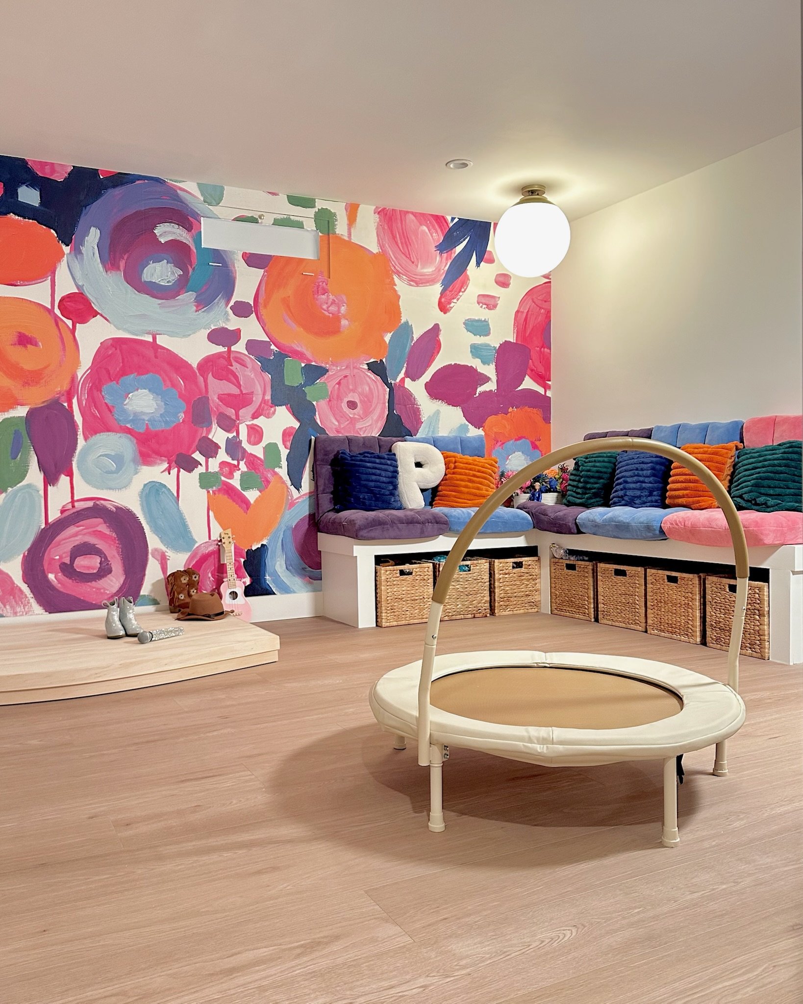 Trampoline, Art Wall, Playroom, Colorful