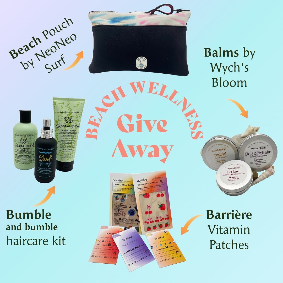 🩵 G I V E A W A Y 🩵
We&rsquo;ve teamed up with these Beautiful Brands and the theme is Beach Wellness !!&nbsp;Be your Best as we head into Summer! 

Ends Memorial Day Weekend - Let&rsquo;s GO! ☀️ 

The Prizes:

♻️ Beach Pouch - made from recycled w