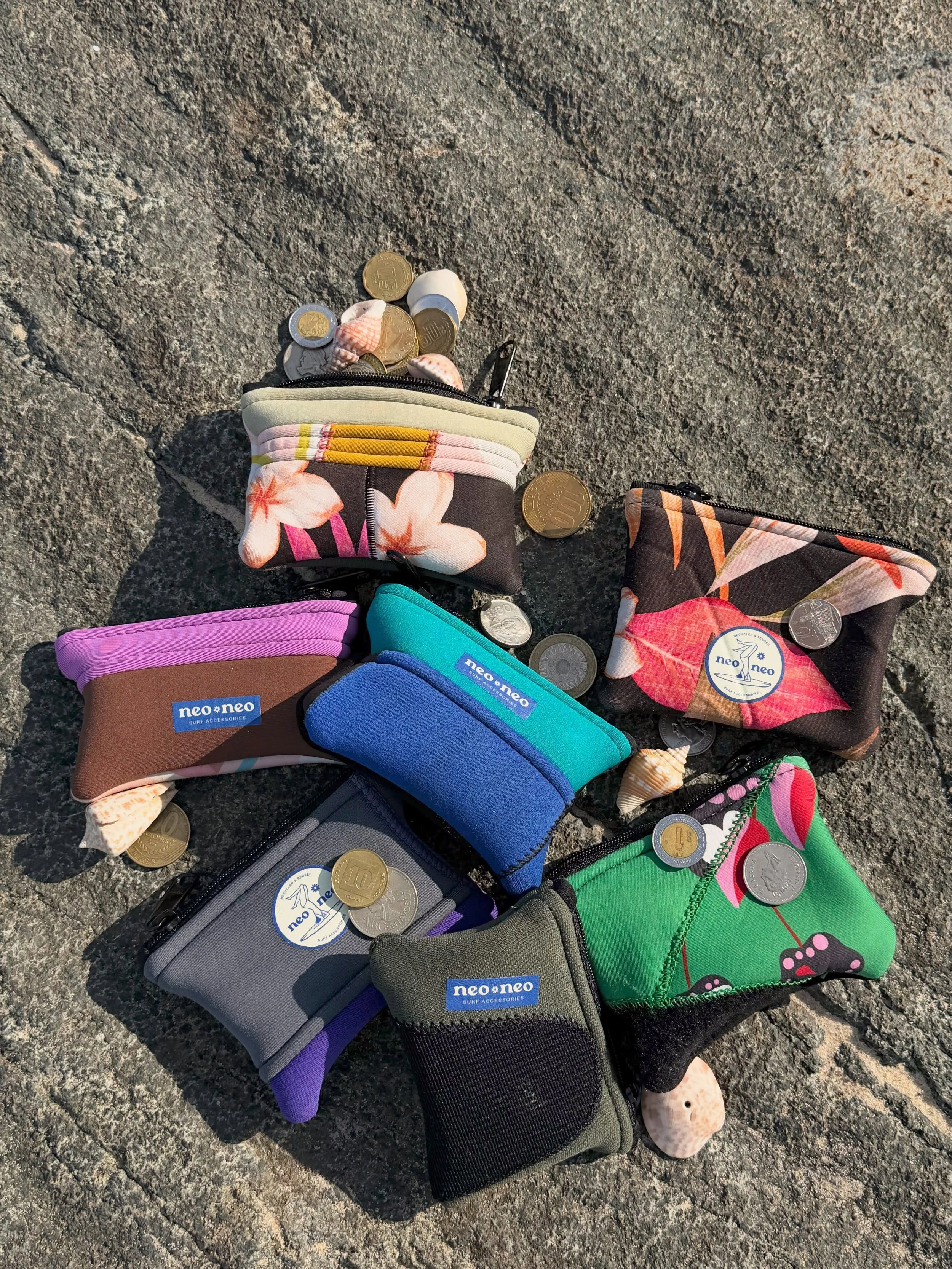 Meet the Puka Pouch - for your cards, coins &amp; jewelry, and the start of our &ldquo;little change&rdquo; campaign.&nbsp;

Made from the smallest wetsuit remnants, this micro wallet is a reminder that it&rsquo;s the small change in our everyday act