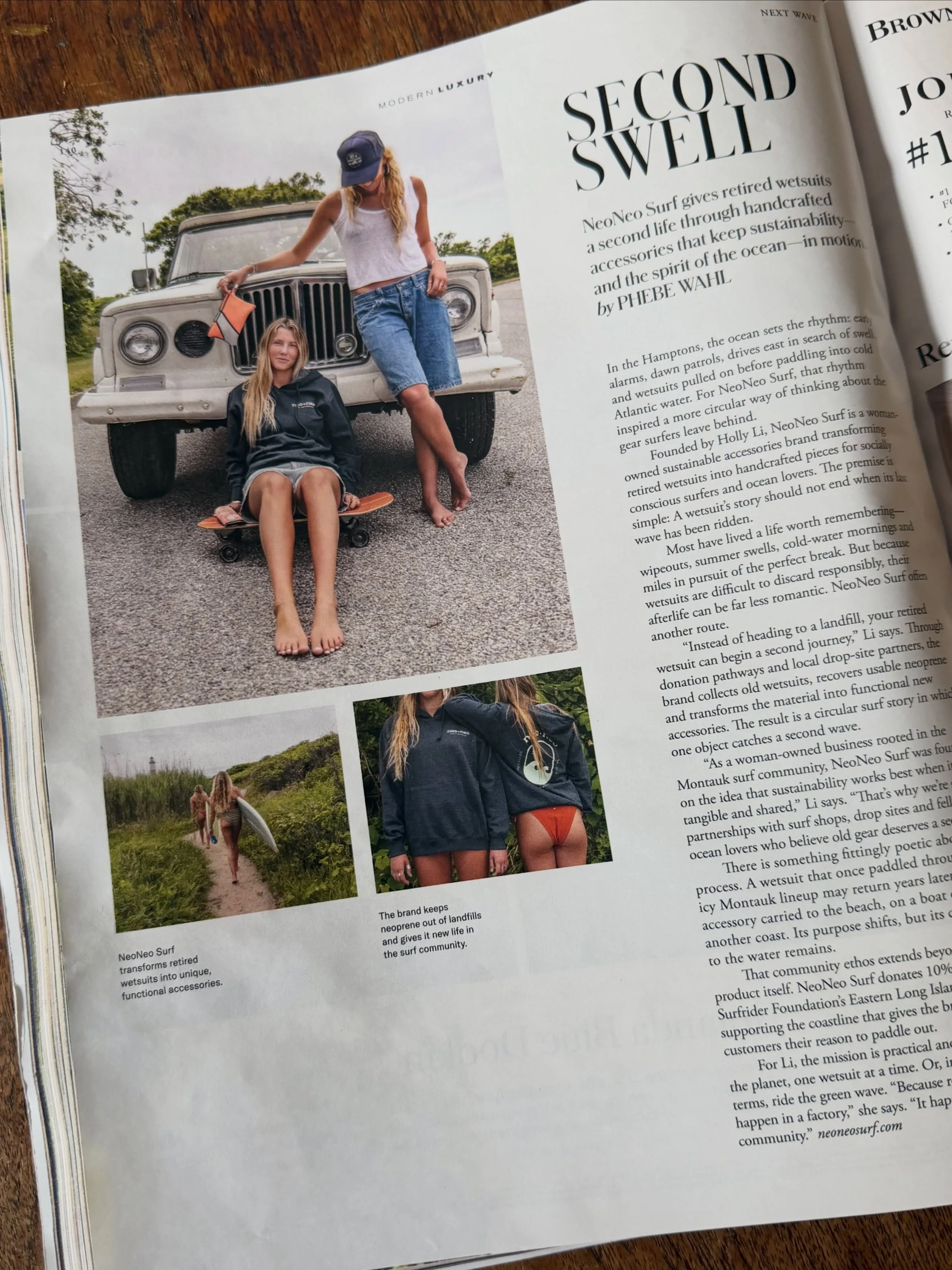 @hamptonsmag feature!! 

Big news for this little brand. 🫶♻️ 
Thank you @phebewahl 💚💚💚

Digital link in bio. 

#savingtheplanetonewetsuitatatime #sustainablesurfaccessories