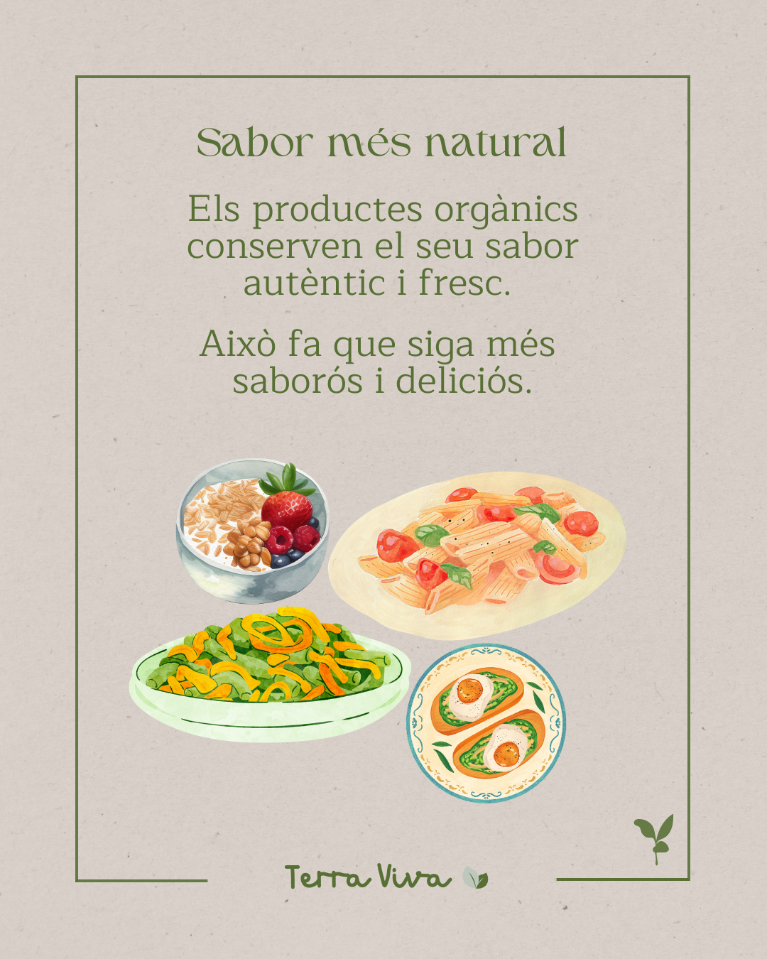 Post para redes sociales sobre cómo afecta a la calidad y sabor de los alimentos consumir alimentos orgánicos