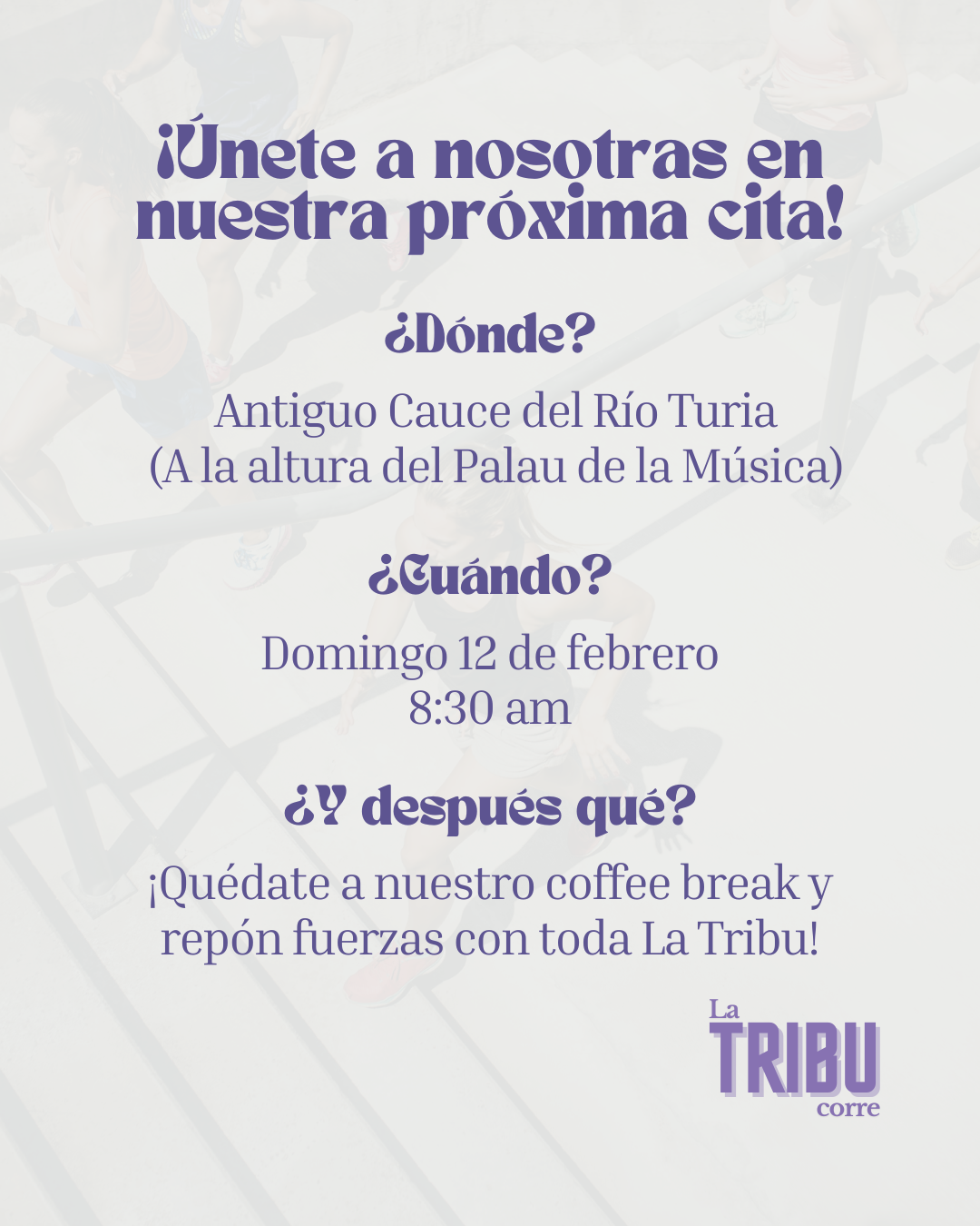 La Tribu corre, un club de running femenino, nos invita en este post para redes sociales a participar de sus actividades al aire libre