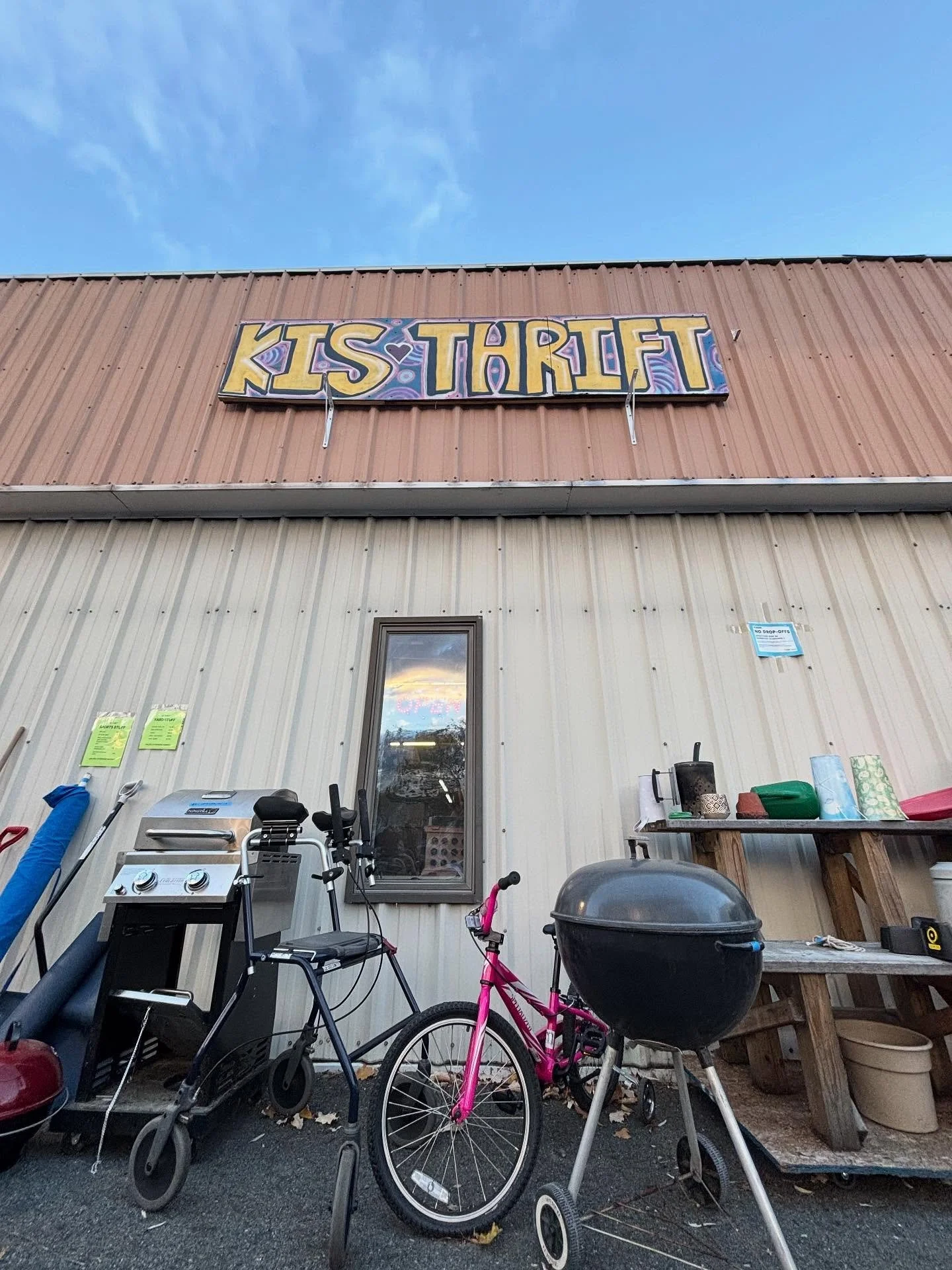 Come to KIS Thrift, where we have a sign!