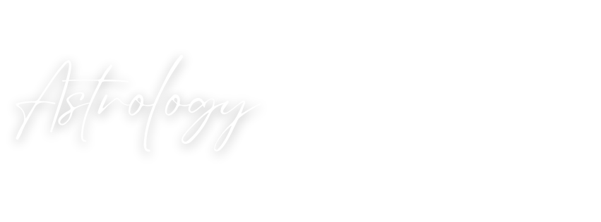 The image has the word "Astrology" written in white cursive on a black background, with blurred white and gray shapes extending from the right side.
