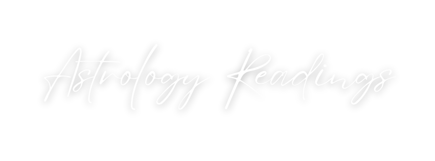 Text reading 'Astrology Readings' in white cursive font on a black background.