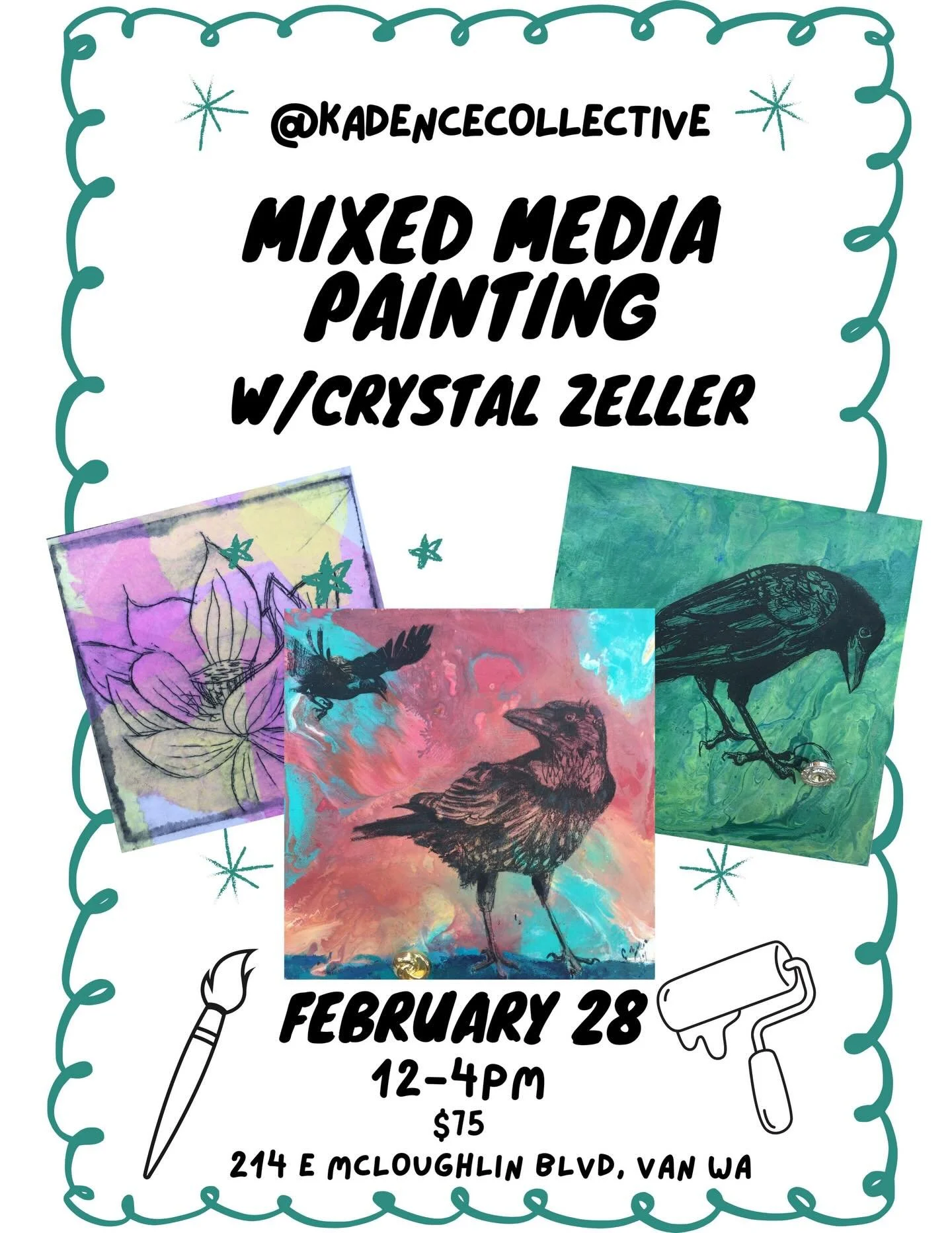 Come hang out and become a Jack-of-all-media!

Learn how to prepare a framed wood panel and explore Gelli Roll printing to create textured paper to use for collage. We will experiment with layering for mixed media painting using acrylic paint and oth