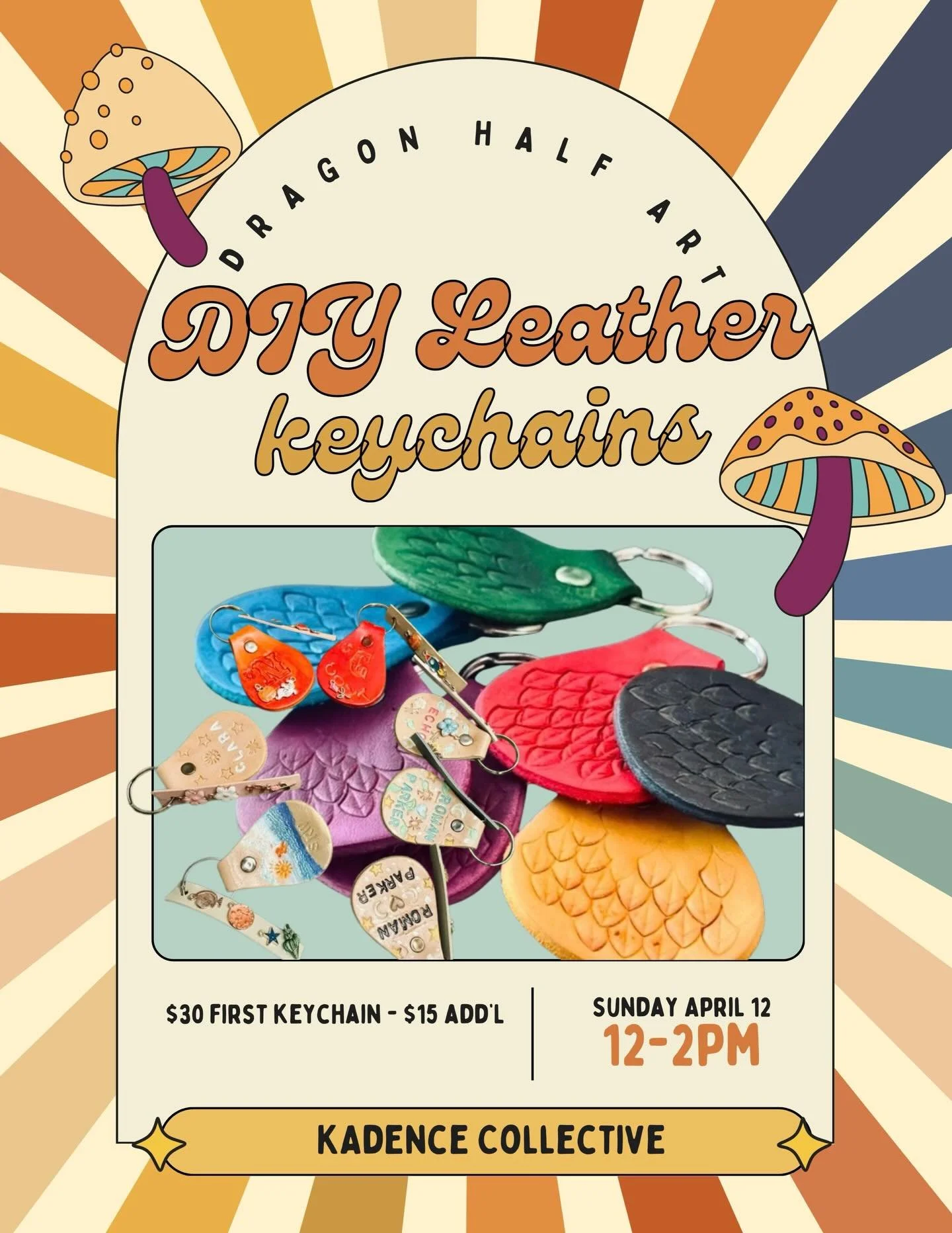 **new class alert** Kadence is adding leatherwork to our lineup! Choose from either bookmarks or keychains, and learn some basic leatherworking skills that can be expanded on in future classes for more advanced projects. We love to add and represent 