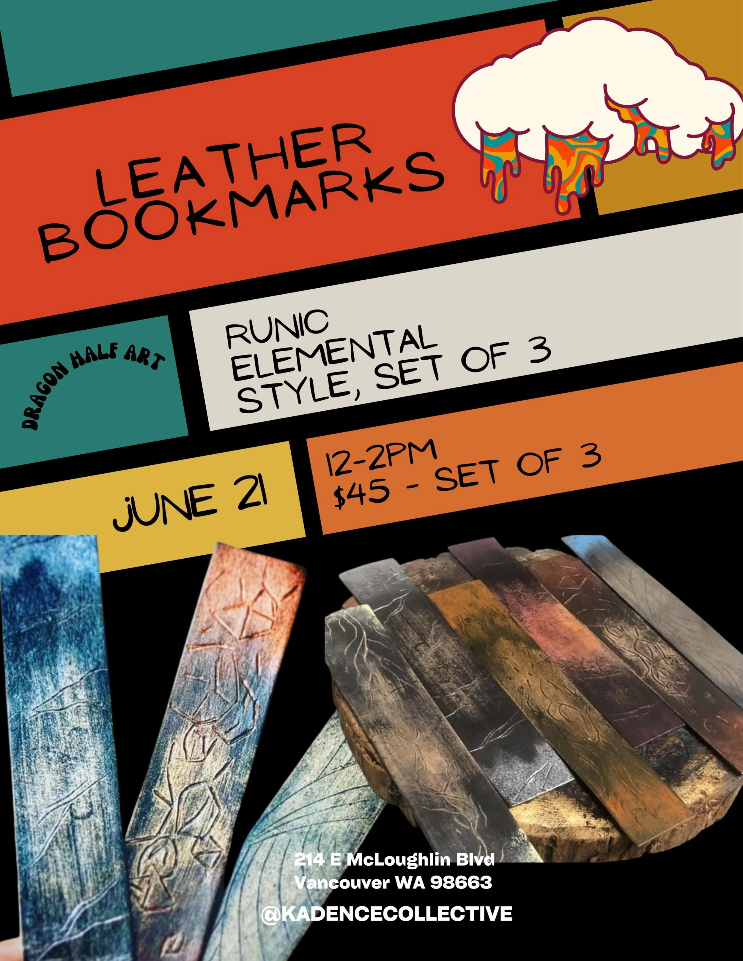 More sweeeeeet leather bookmarks from @dragon_half_art - come join us again June 21! Learn some basics that will help support your future leather working dreams 🤌🏻