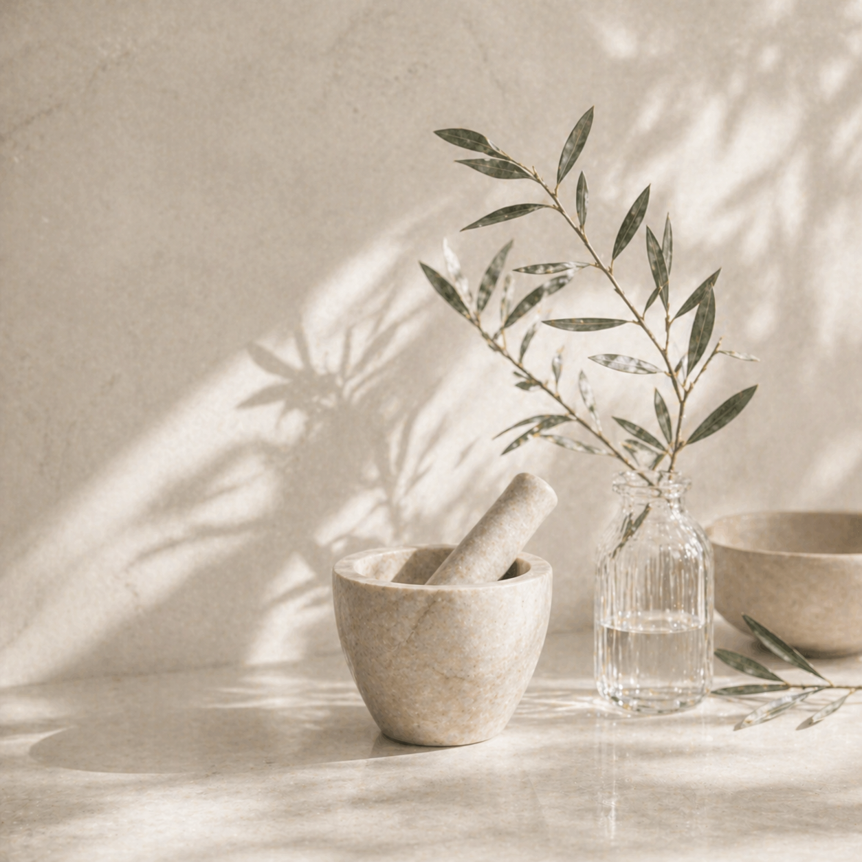 serenity mortar shadow light olive tree