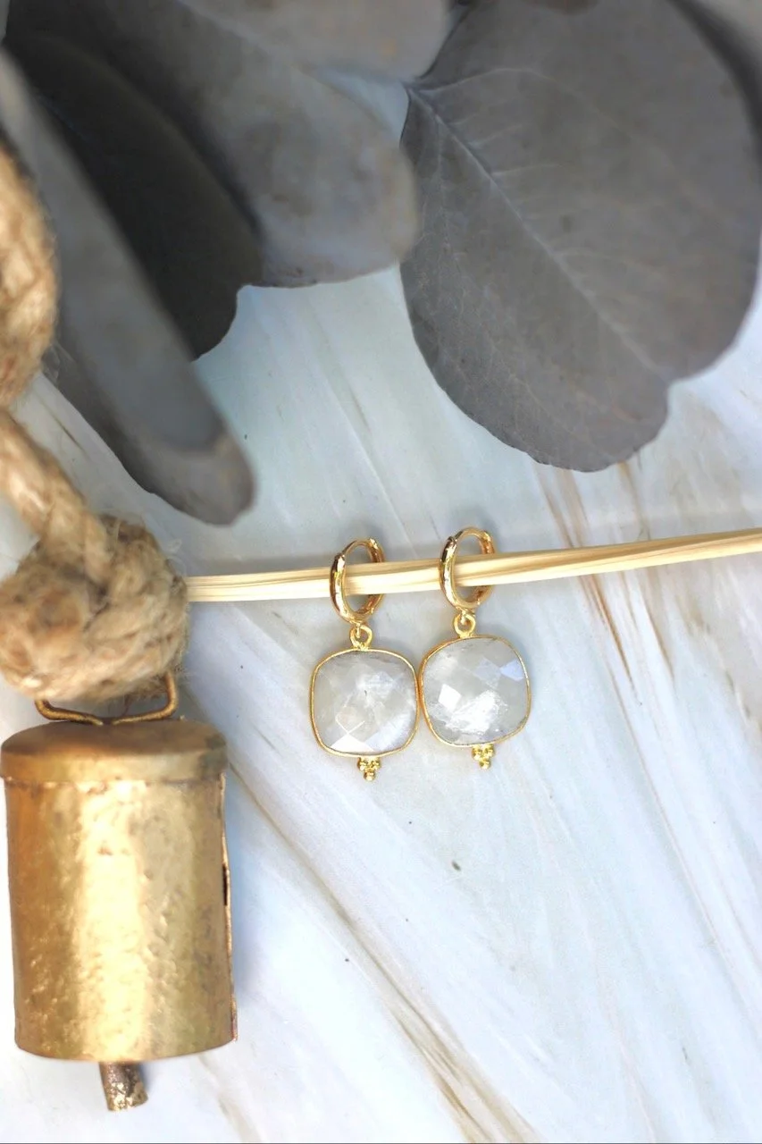 Rainbow Moonstone Cushion Bezel