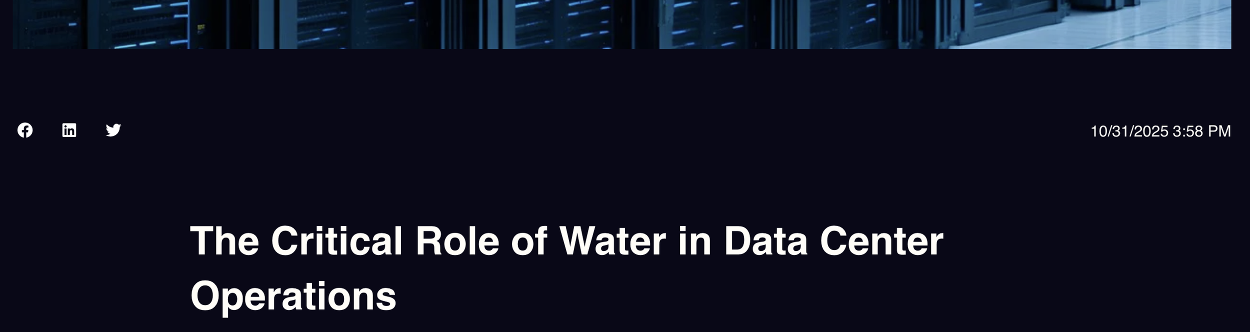Water in Data Center Operations
