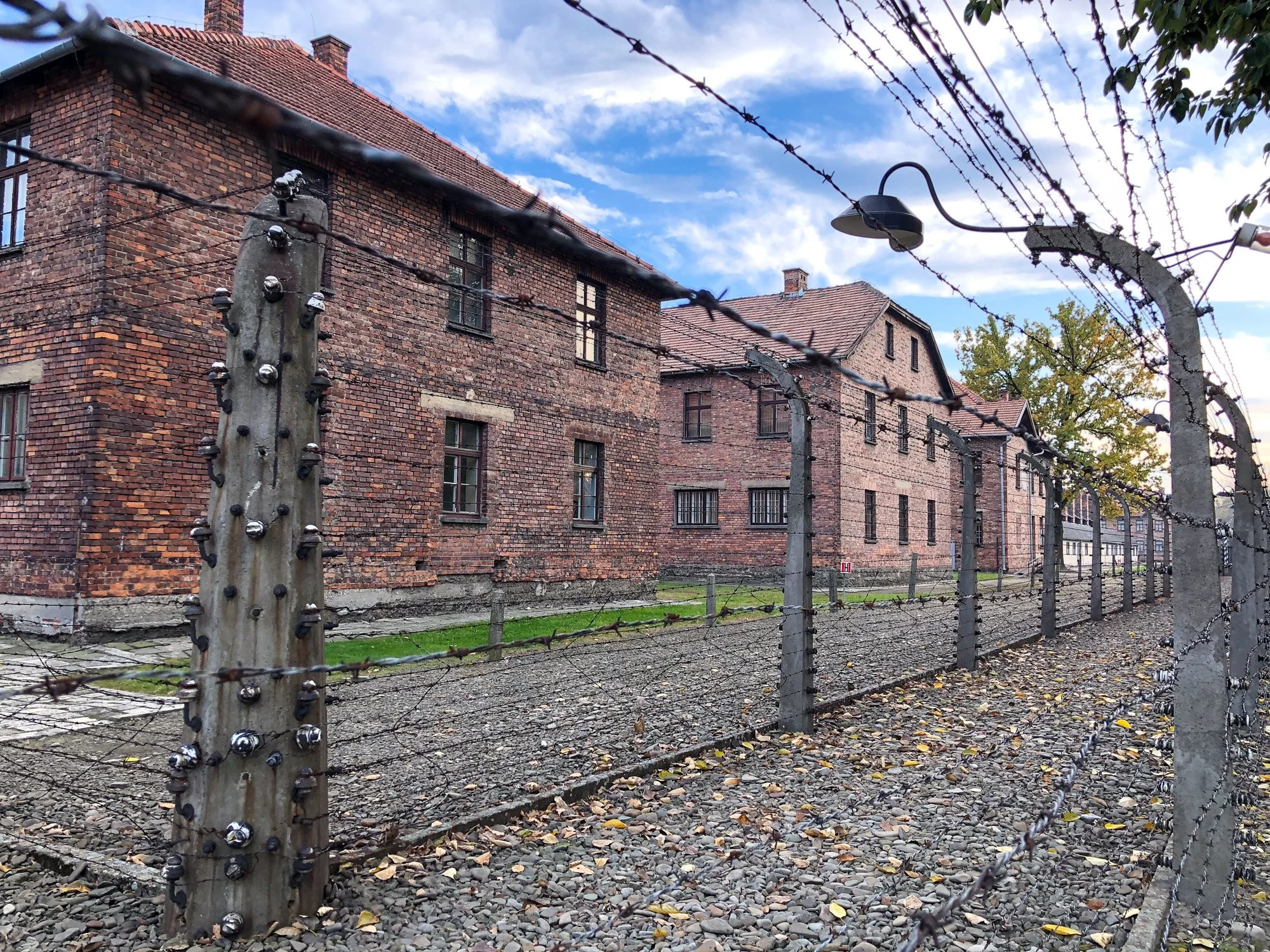 Auschwitz Poland with barbed wire fence