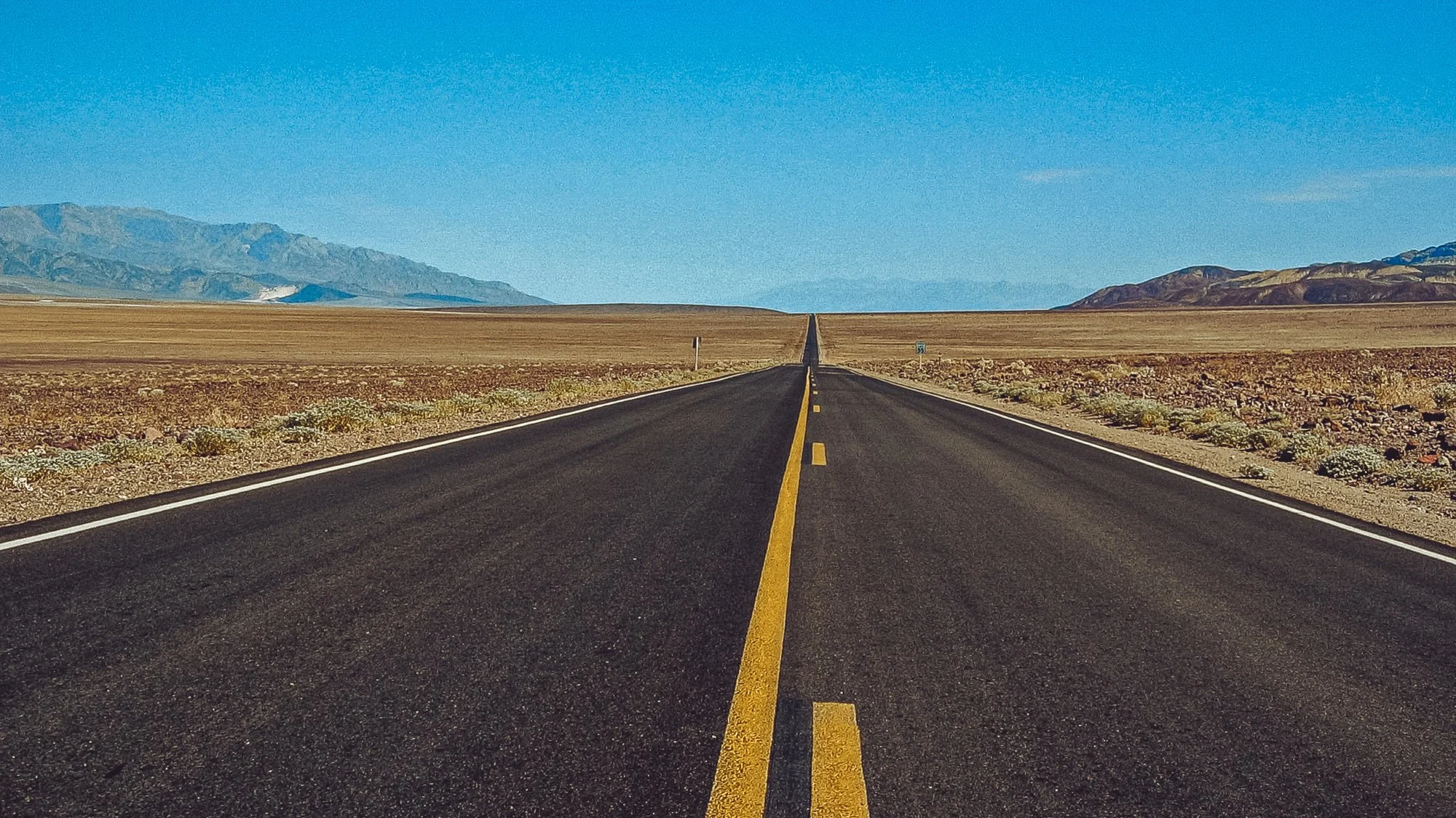 A long road through Death Valley California