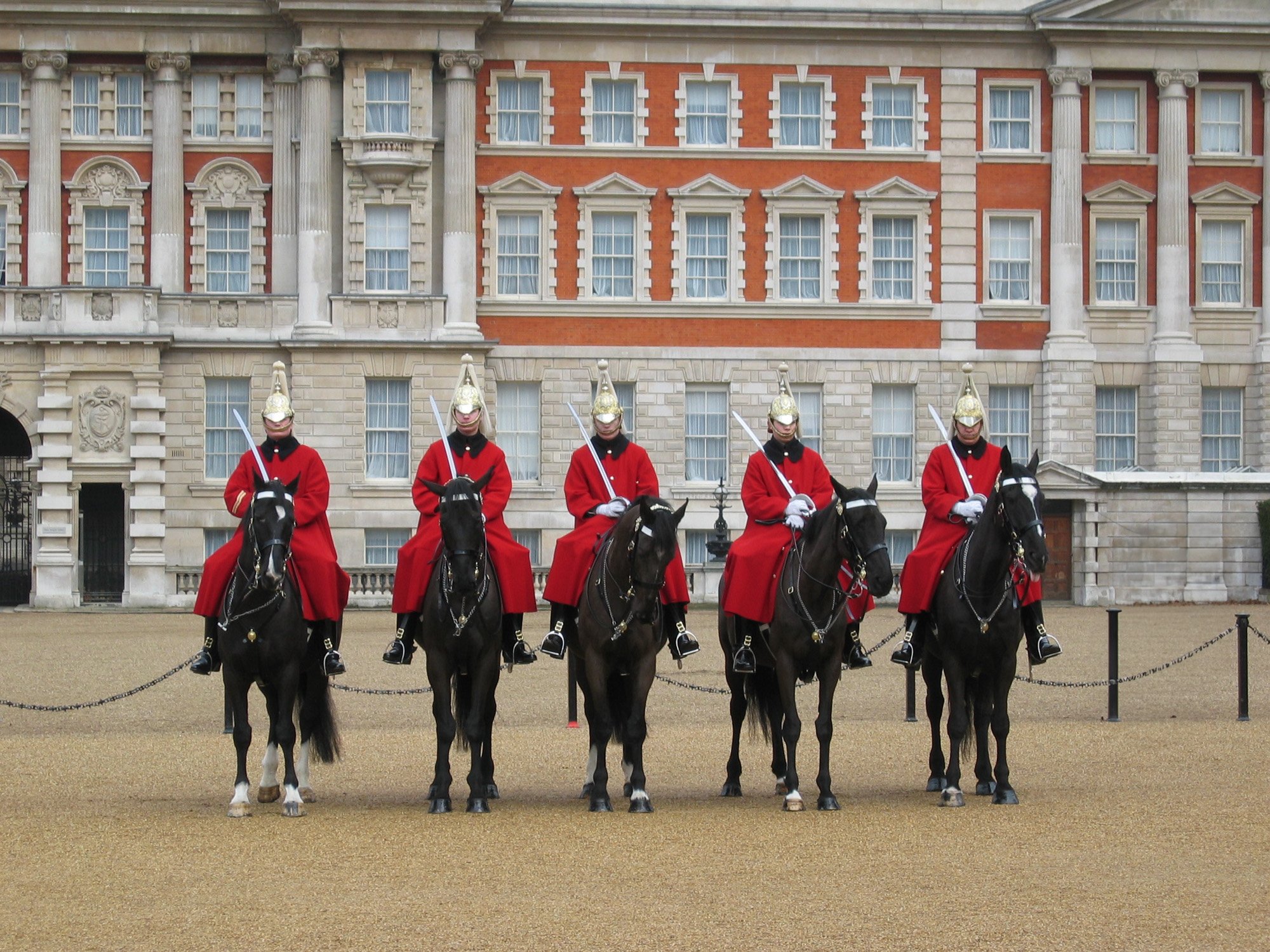 Mounted household cavalry in London