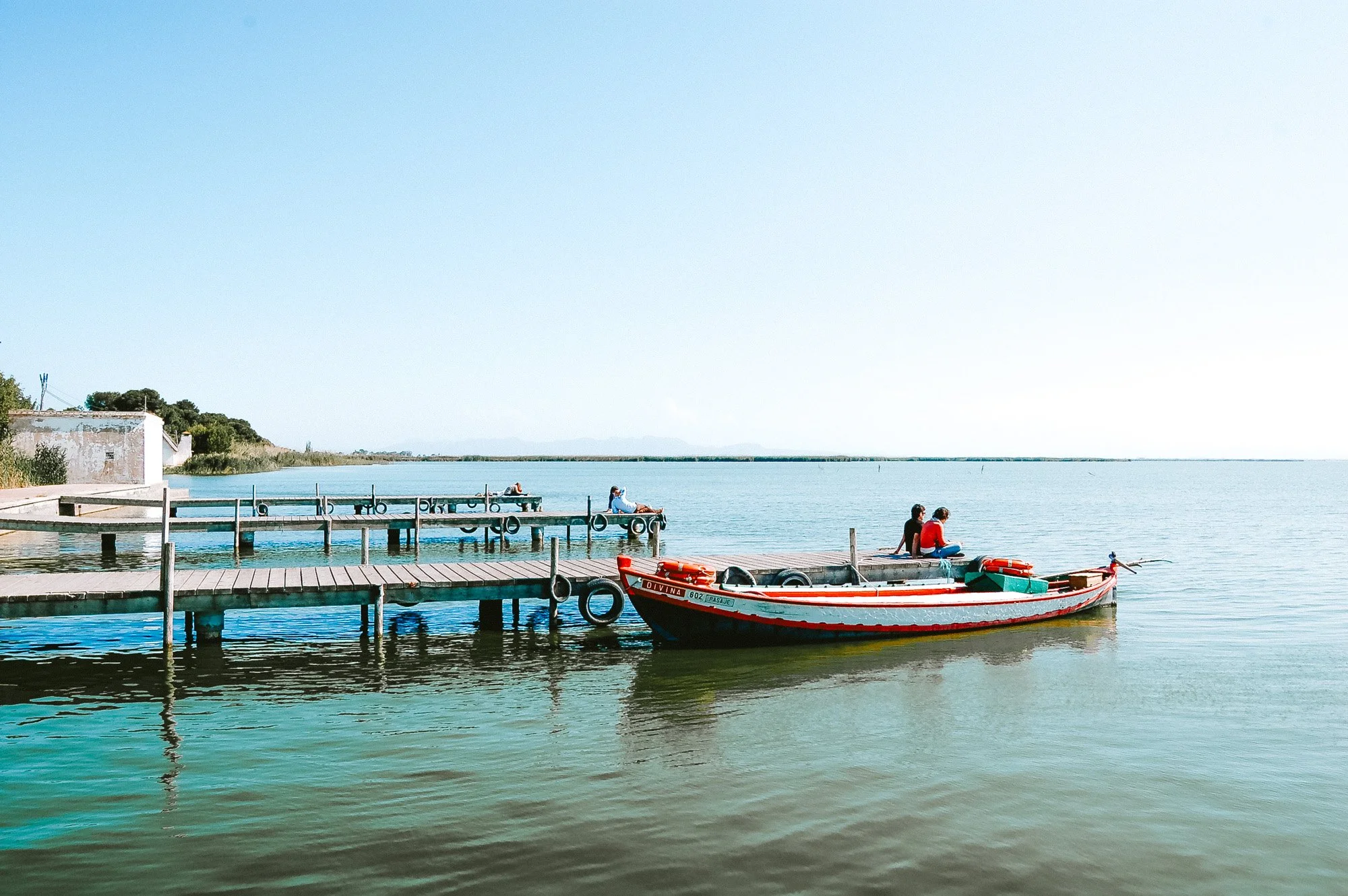 A boat at the end of a jetty in Valencia Spain