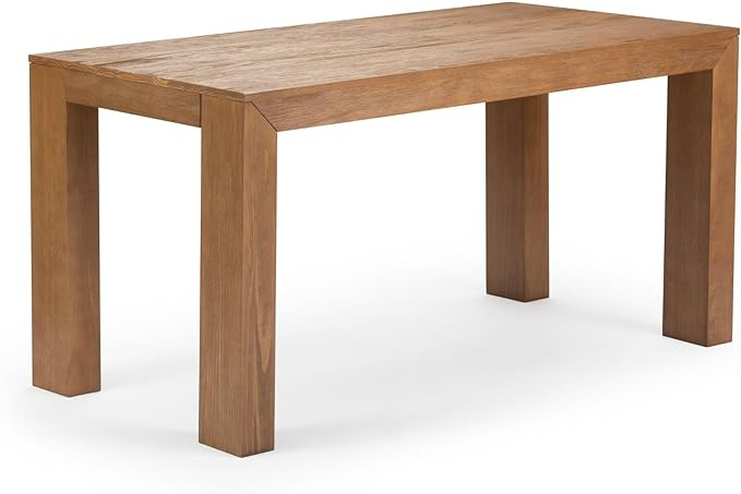 Wooden table with rectangular top and four thick legs