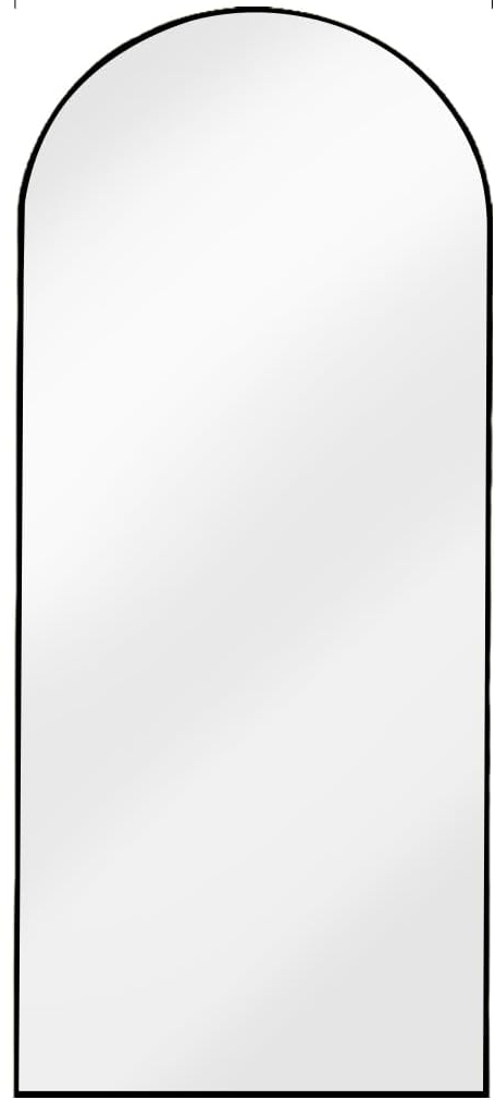 Full-length mirror with a rounded top and black border.