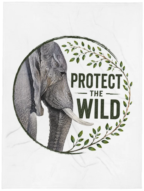 Protect the Wild Elephant Throw Blanket