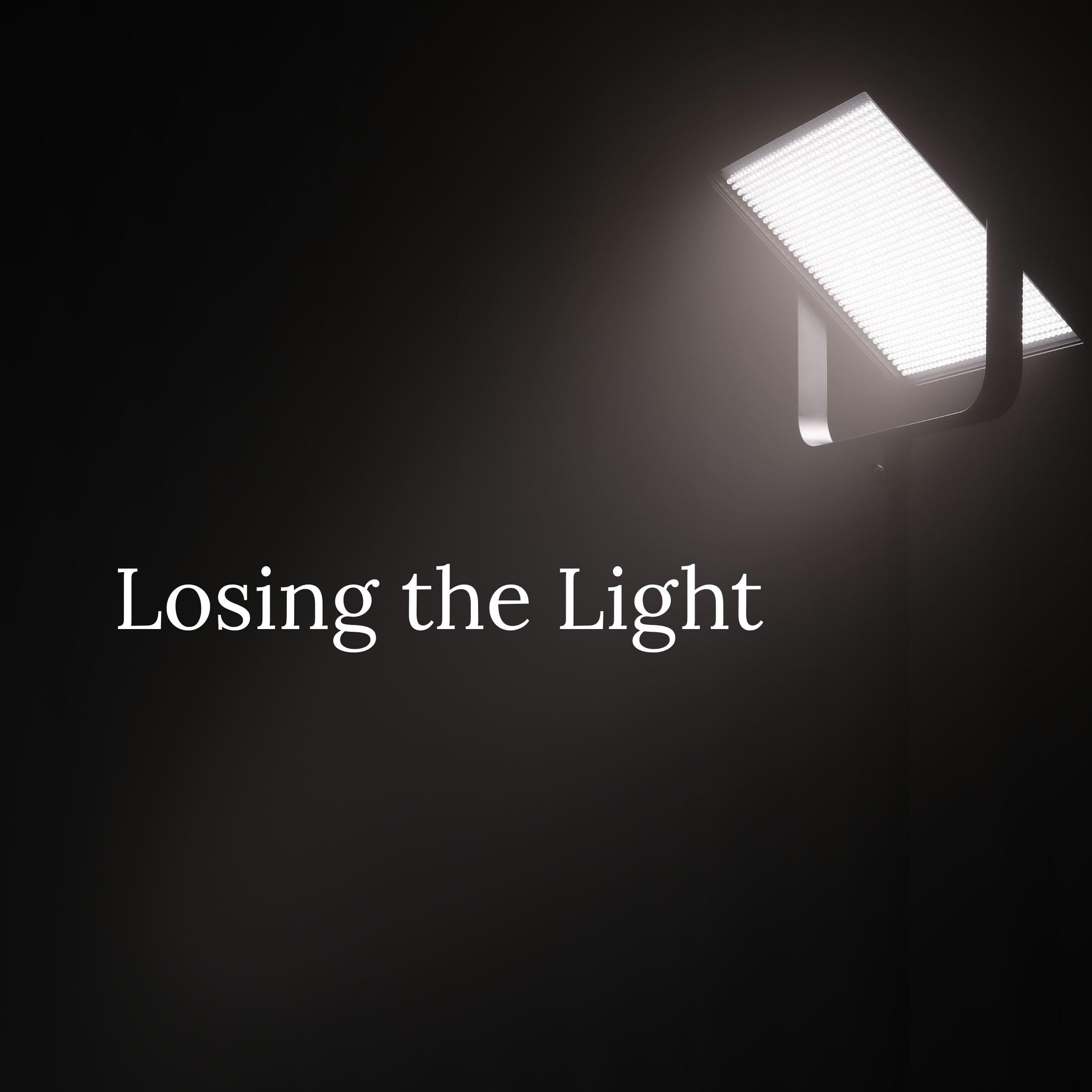 Graphic for the poem ‘Losing the Light’ representing inner darkness and emotional awakening, with abstract shadows and light contrasts.