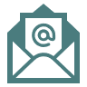 Envelope with an '@' symbol on it, representing email.