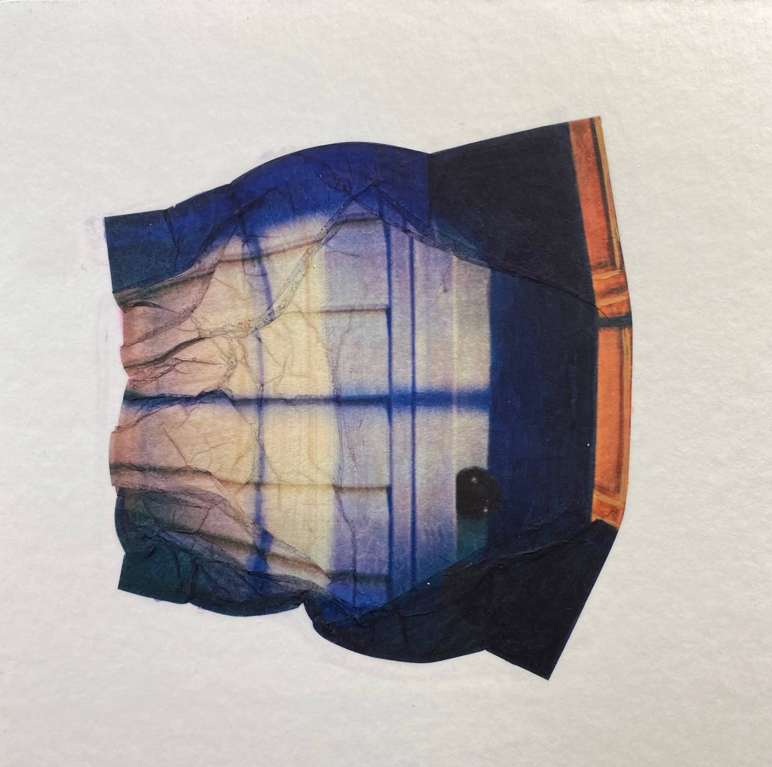 Purple Light, 5''x5'', Polaroid Lift and acrylic, on watercolor paper, on panel, 2024 