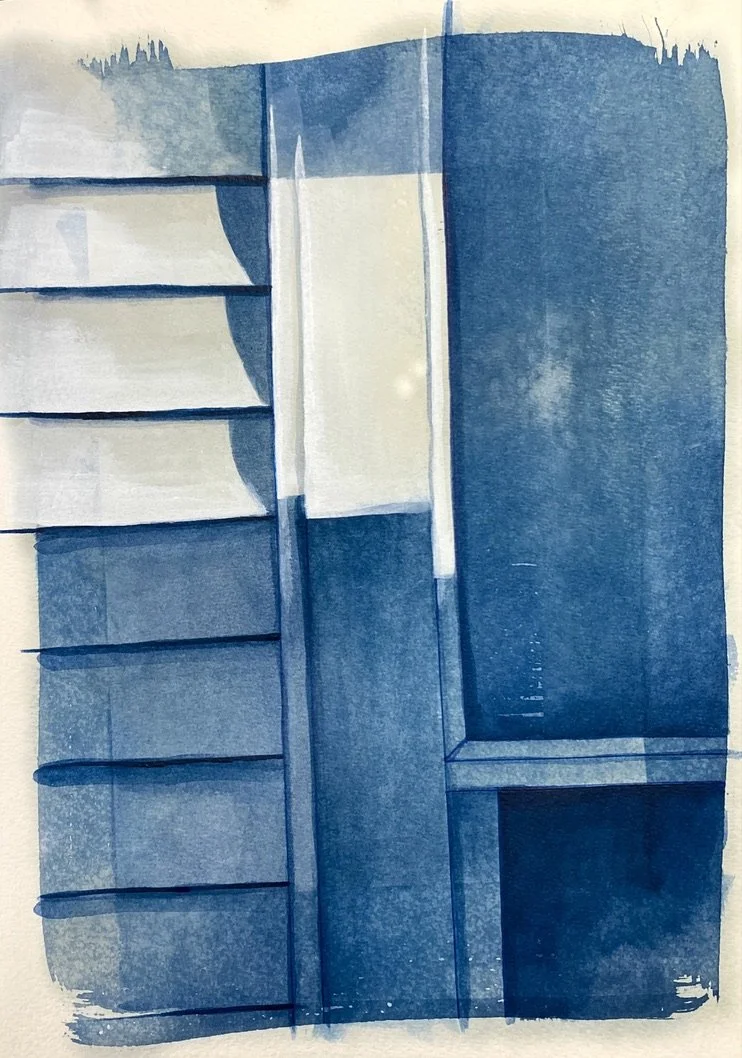 Untitled, Unknown Size, Cyanotype and Acrylic on Watercolor Paper, 2023