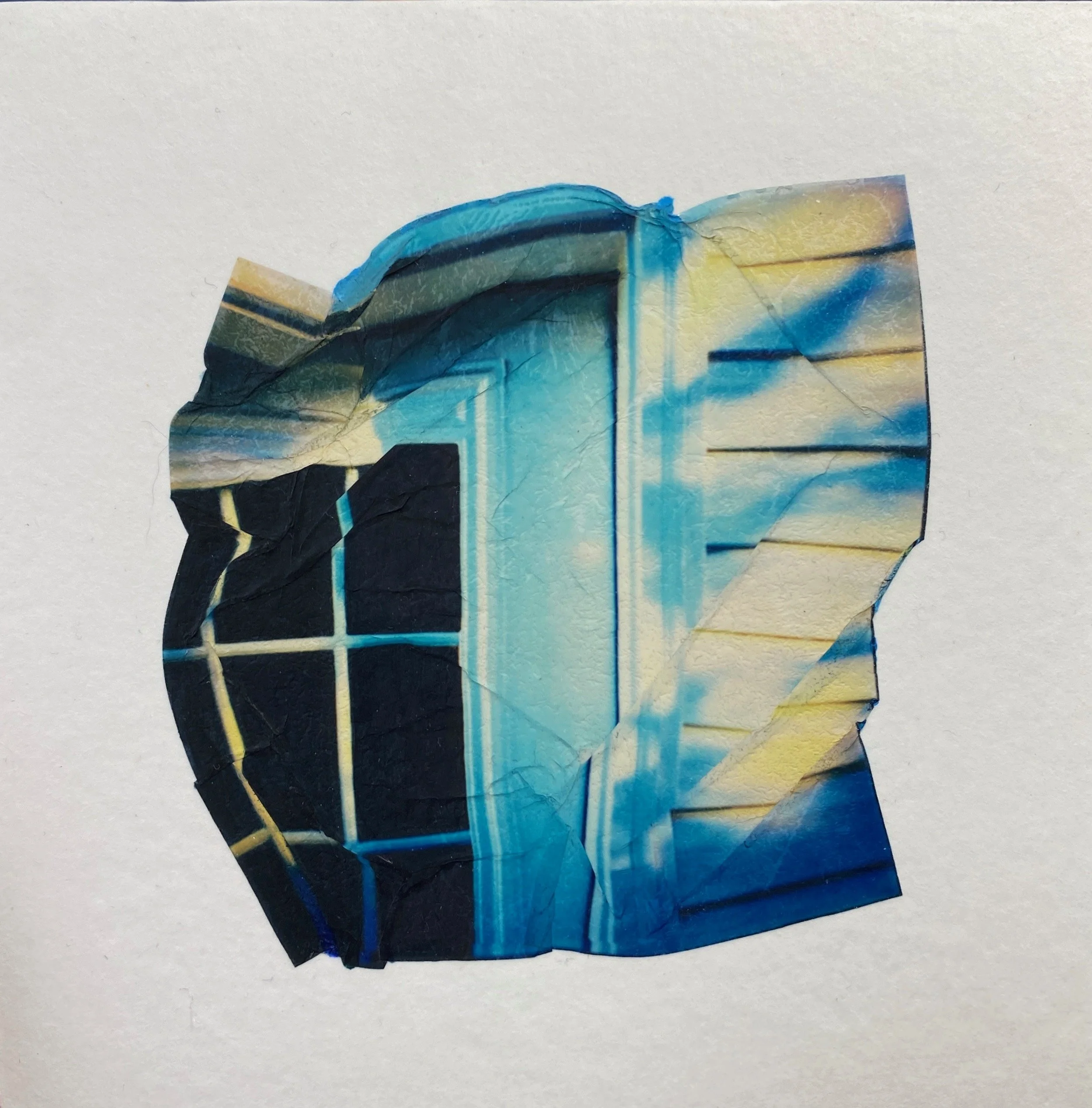 Tree Shadows, 5''x5'', Polaroid Lift and acrylic, on watercolor paper, on panel, 2024 