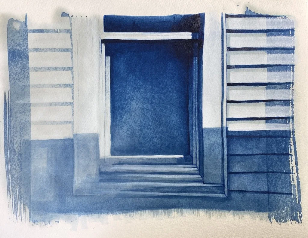 Untitled, Unknown Size, Cyanotype and Acrylic on Watercolor Paper, 2023