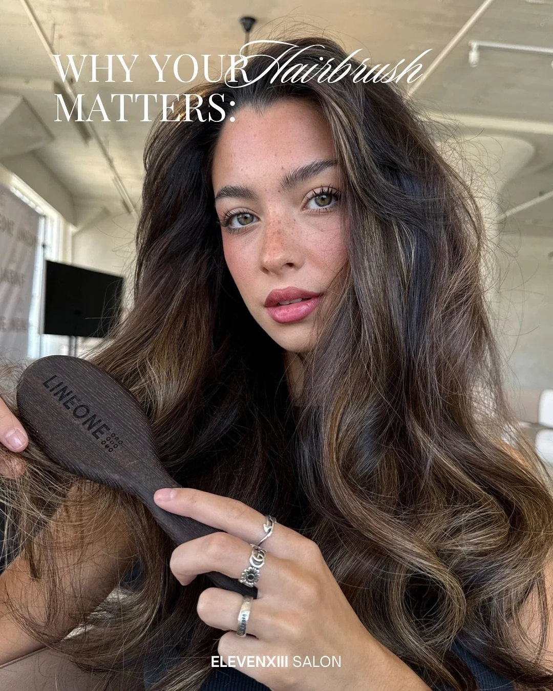 Our go-to: the @ibizahairtools x @lineonehair CX8 Brush.
This brush is truly a standout &mdash; designed with metal bristles that move smoothly through the hair without snagging or pulling. It gently separates strands, creating tension that feels eff