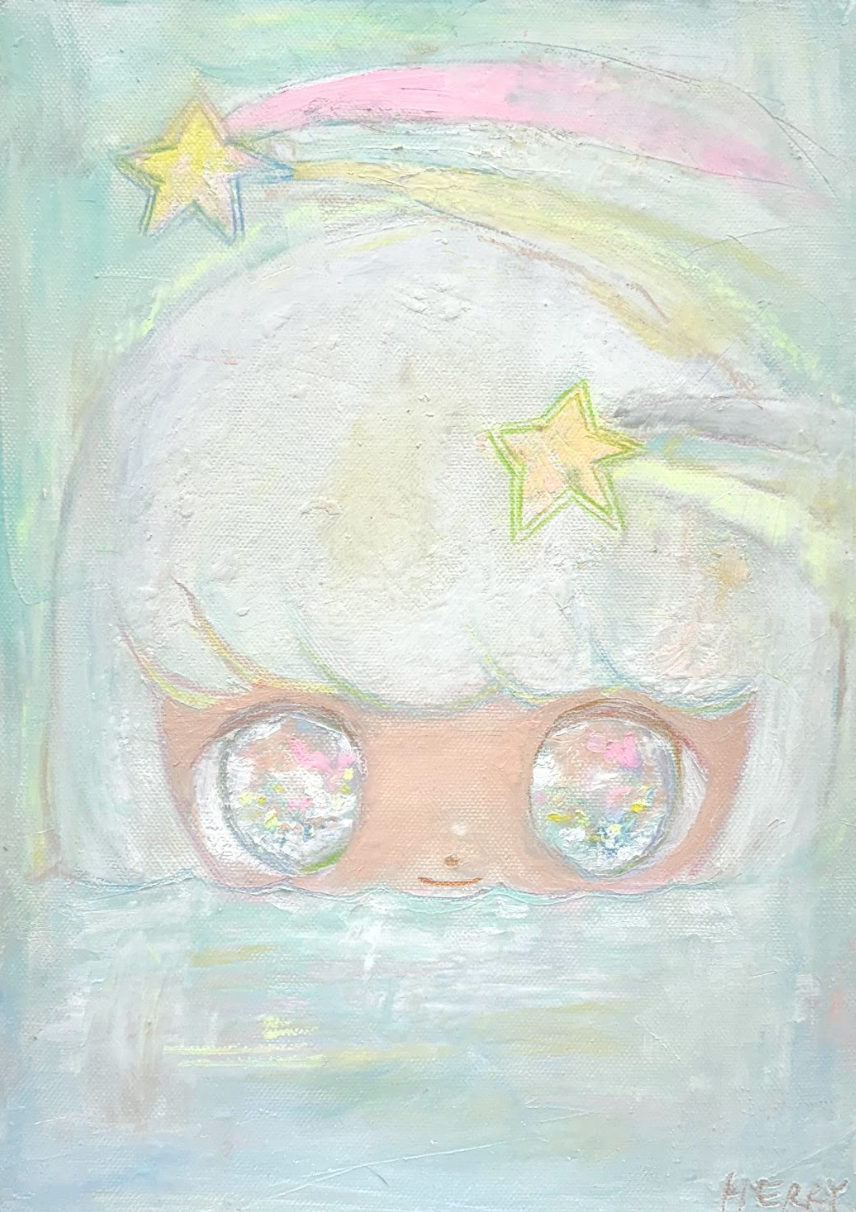 Float, 2025 | Oil pastel on canvas | 33.5 x 24 cm. / 13.2 x 9.4 in. | signed lower right and on verso