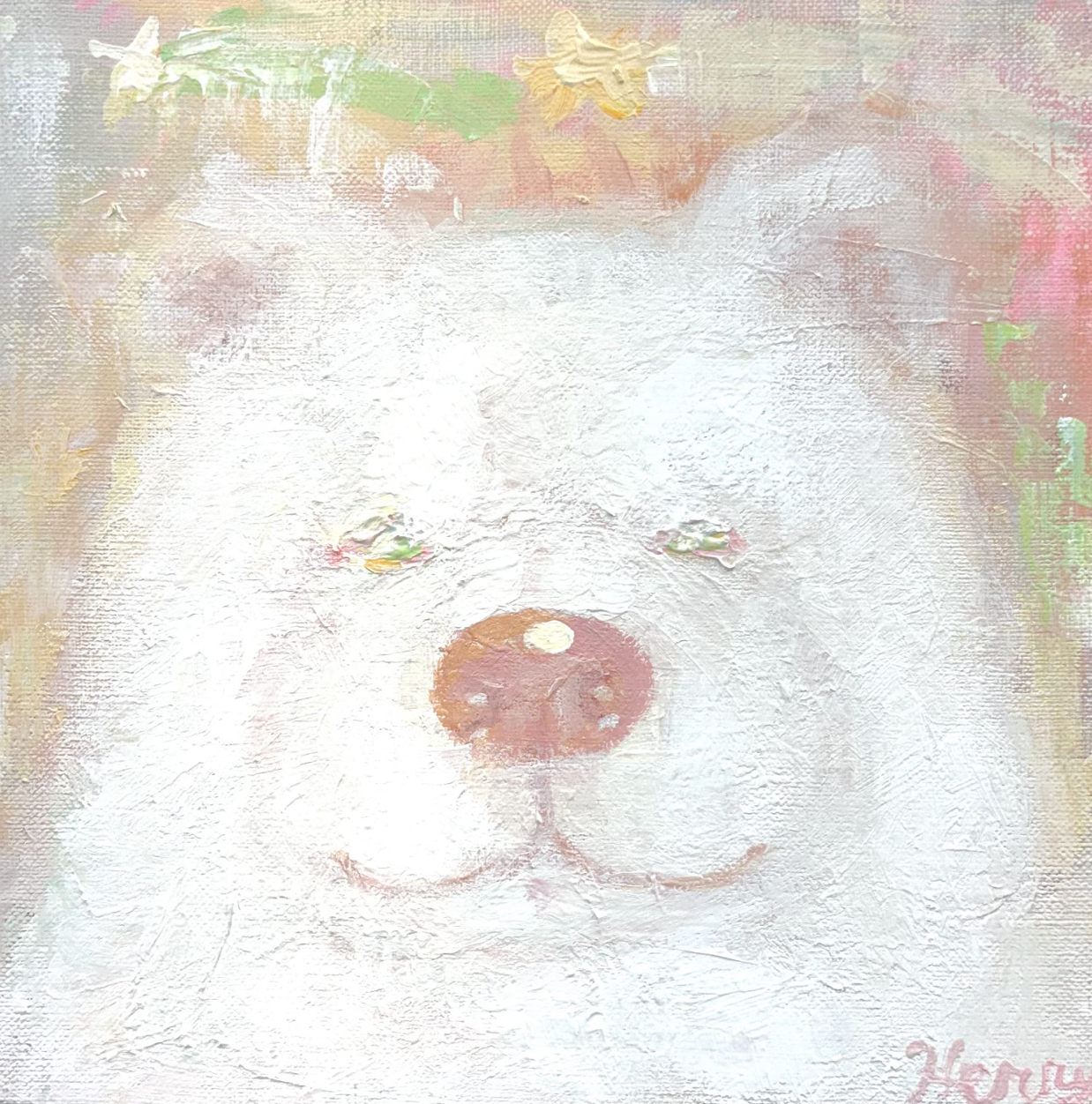 Starlit Paws, 2025 | Acrylic on canvas | 24.5 x 24.5 cm. / 9.6 x 9.6 in. / signed lower right and on verso