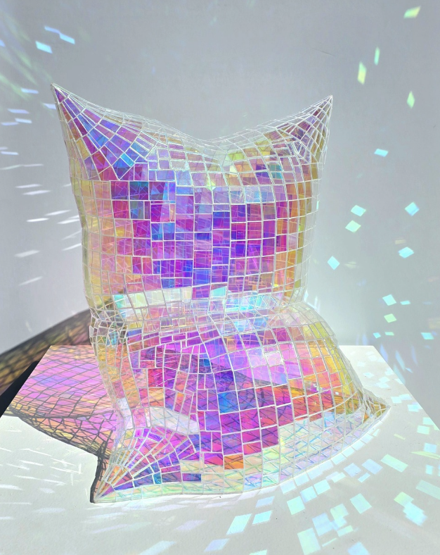 Holograph Pillow, 2024 | Acrylic | 20 x 20 x 15 in. / 50.8 x 50.8 x 38.1 cm. | Signed