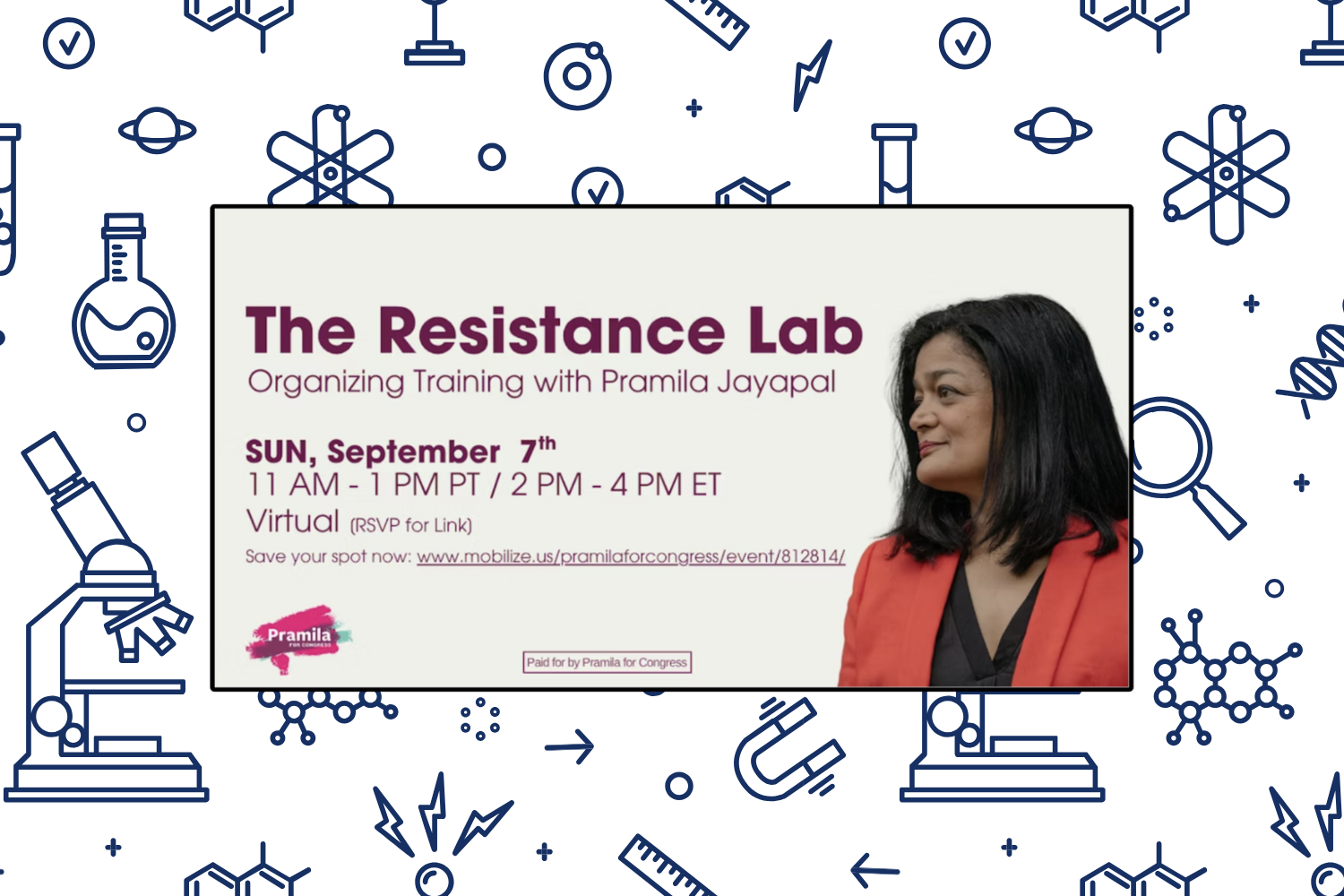 Pramila Jayapal's Resistance Lab: SEPTEMBER Virtual Organizing Training