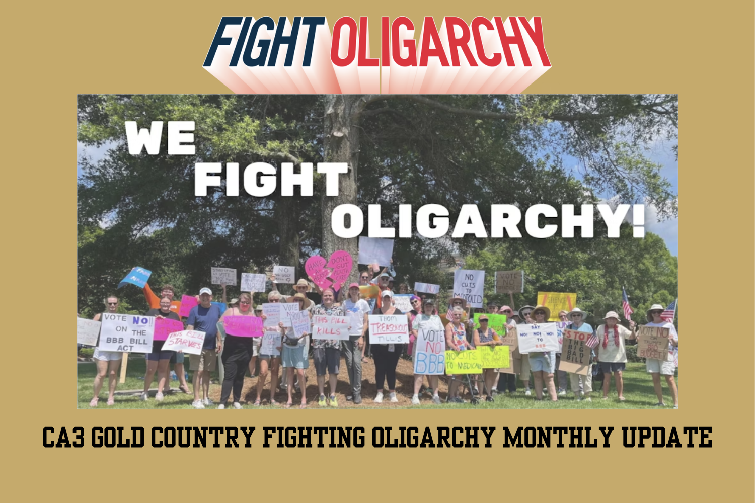CA3 Gold Country Fighting Oligarchy Monthly Update