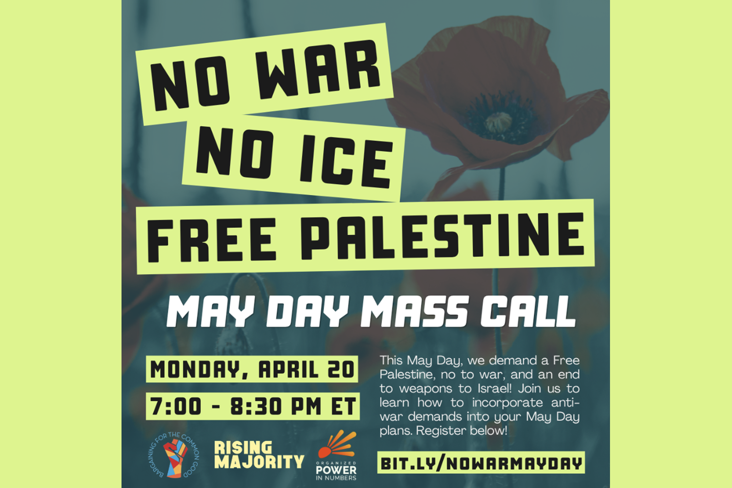 No War, No ICE, Free Palestine: May Day Mass Call