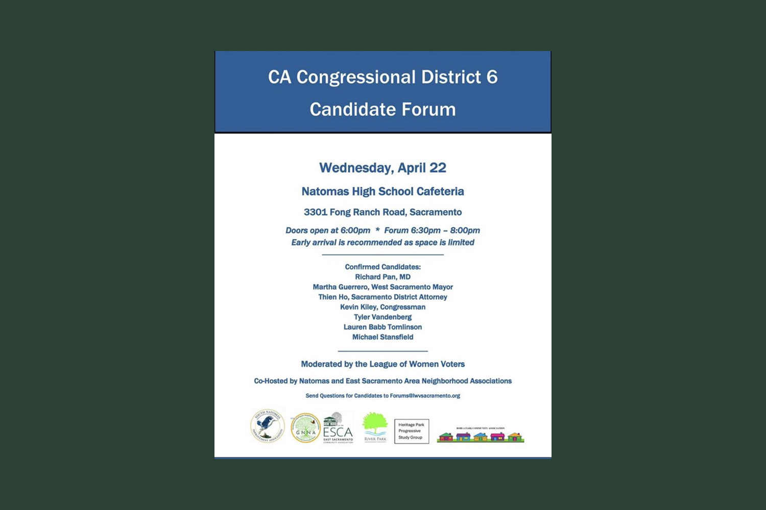 Sacramento Congressional District 6 Candidate Forum