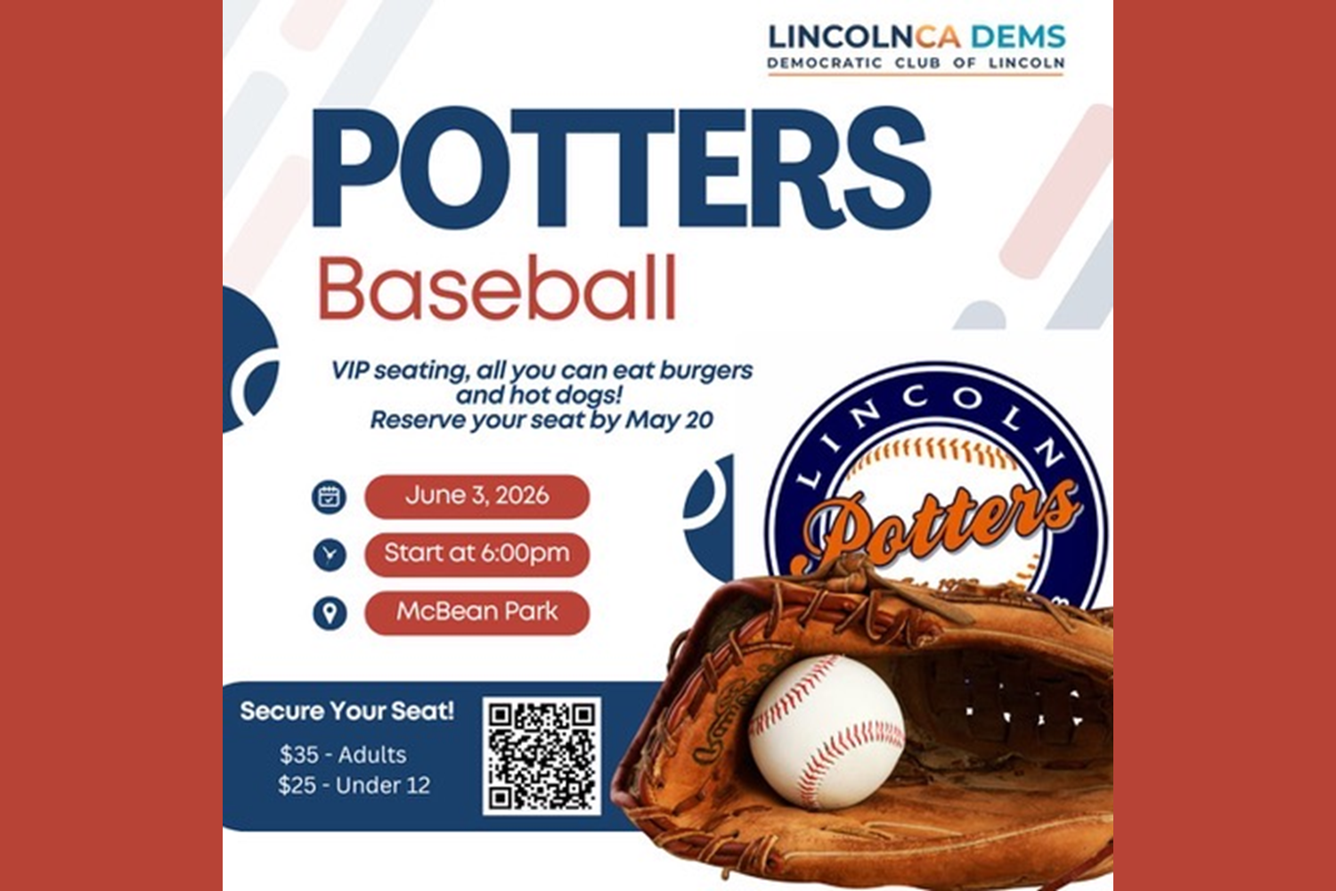 Lincoln Potters Baseball Game