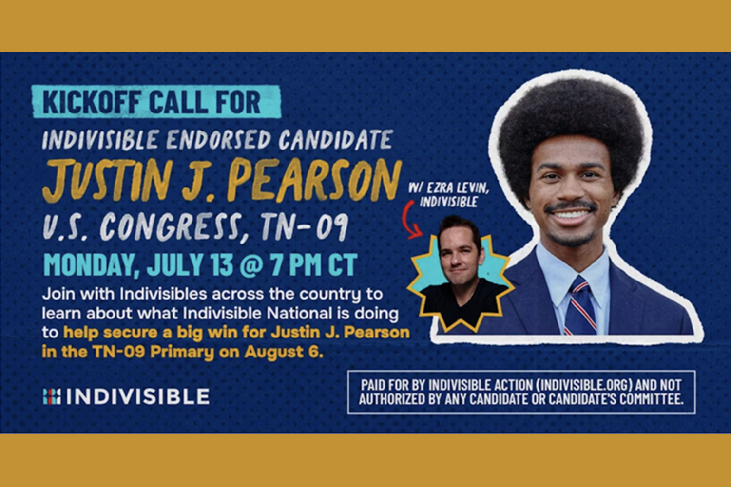 Indivisible for Justin J. Pearson Kickoff Call