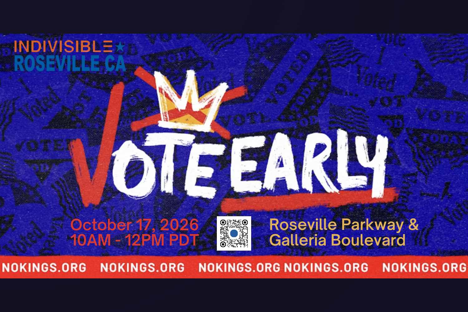 No Kings: Vote Early at Galleria, Roseville, CA